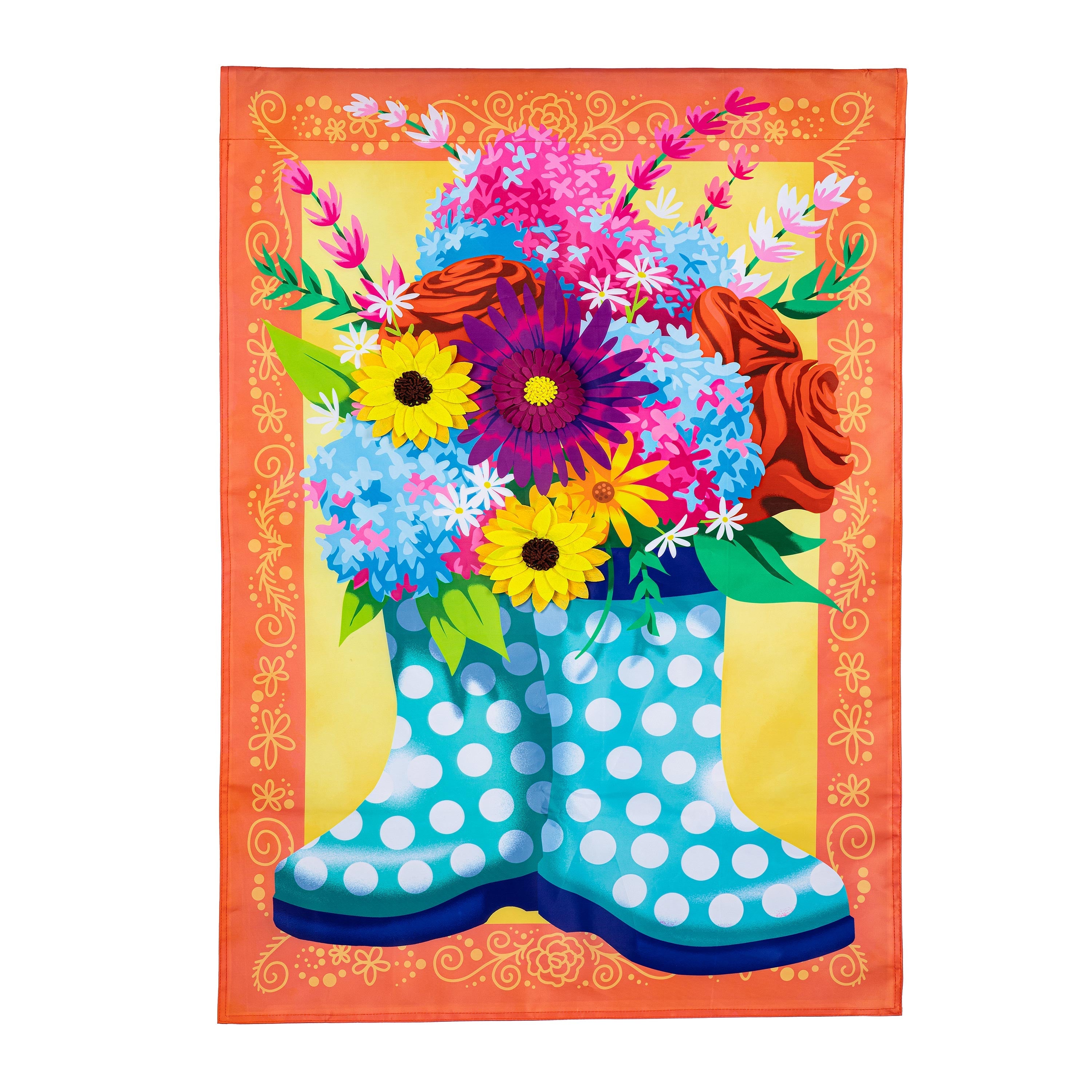 Floral Rain Boots Applique House Flag - Sports Collectibles, Sports Memorabilia, Sports Fan Shop, Sports Gifts