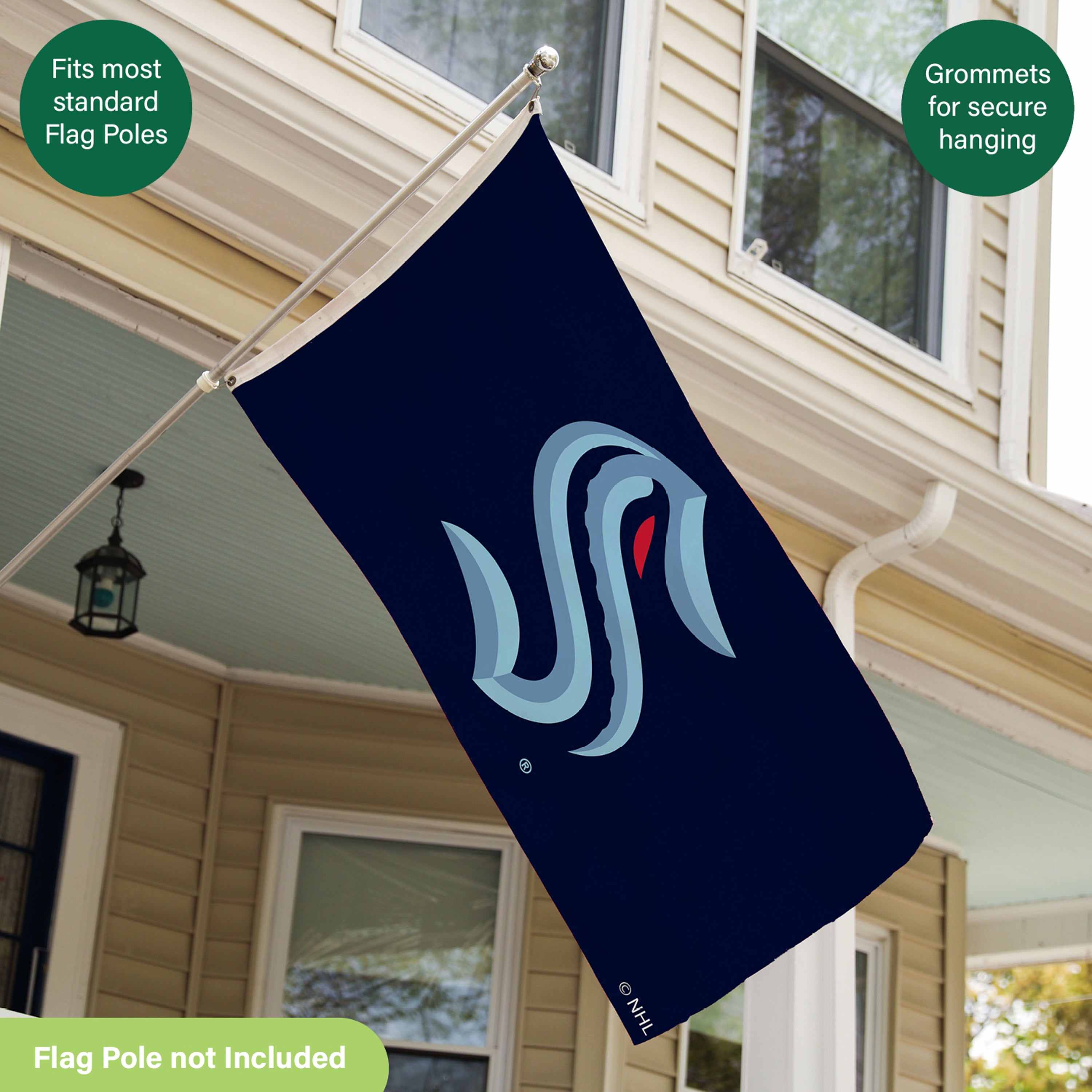 3'x5' Single Sided Flag w/ 2 Grommets, Seattle Kraken - Sports Gifts, Sports Memorabilia, Sports Collectibles, Fan Shop