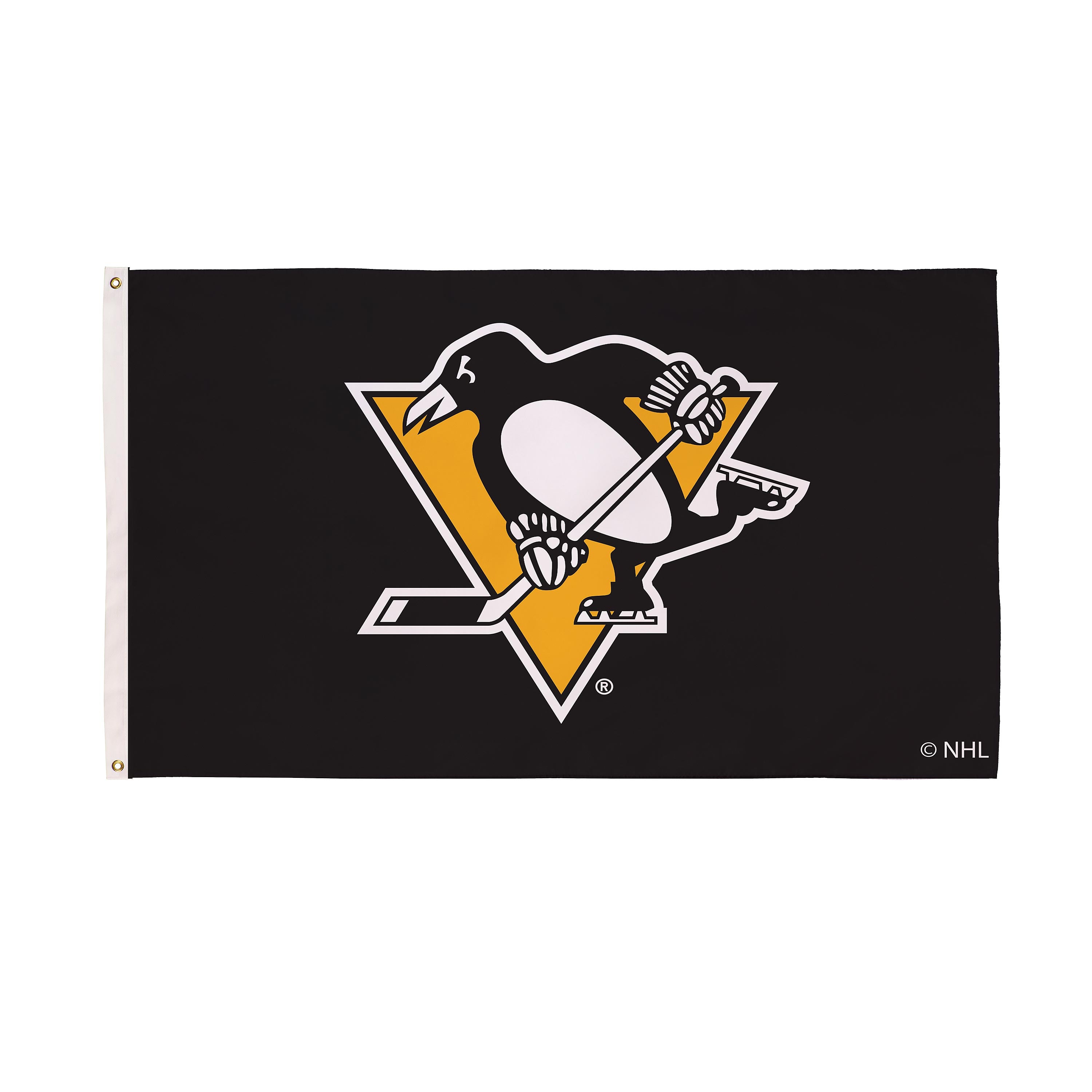 Pittsburgh Penguins Single Sided Estate Flag with 2 Grommets, 3'x5' - Sports Gifts, Sports Memorabilia, Sports Collectibles, Fan Shop