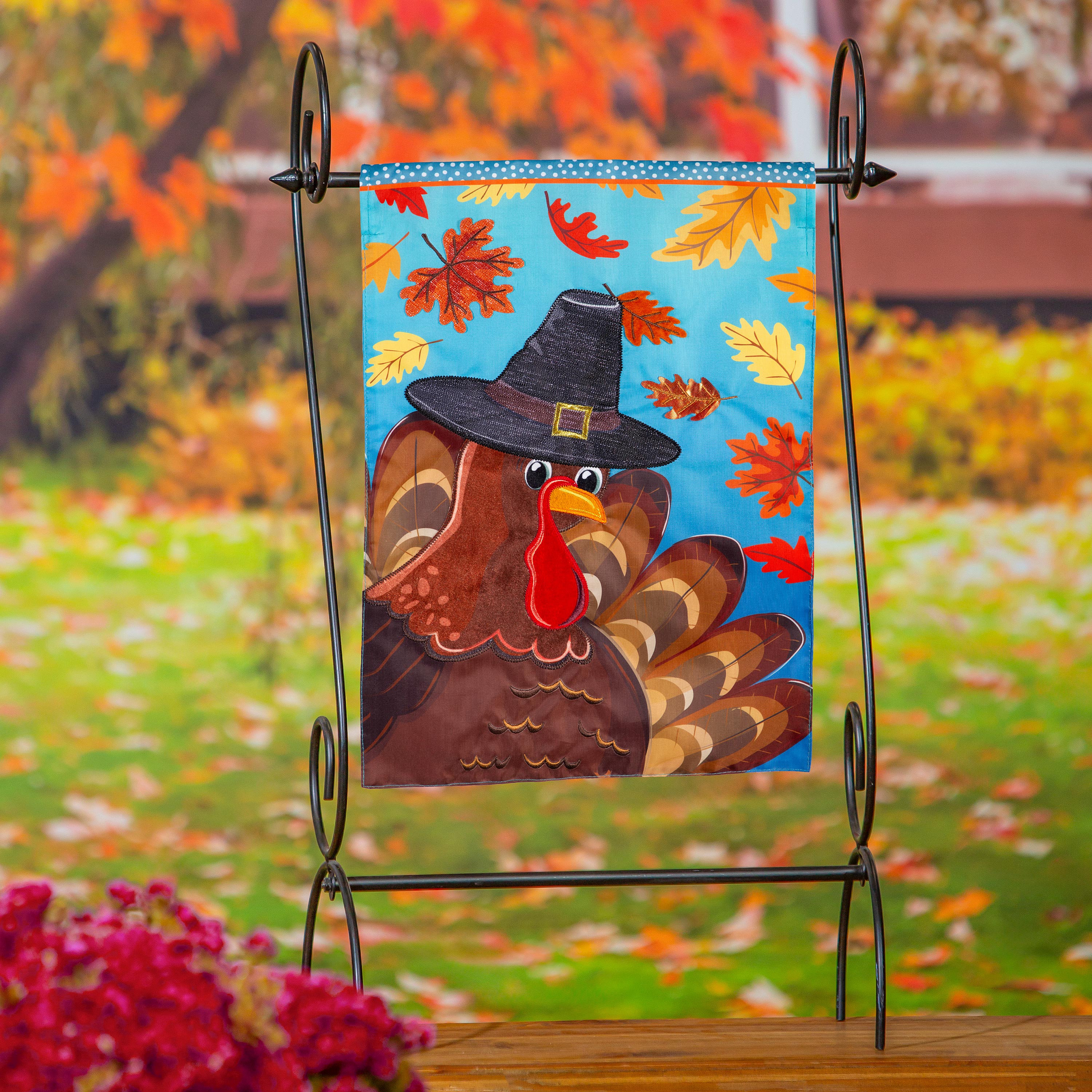 Turkey Time Applique Garden Flag - Sports Collectibles, Sports Memorabilia, Sports Fan Shop, Sports Gifts