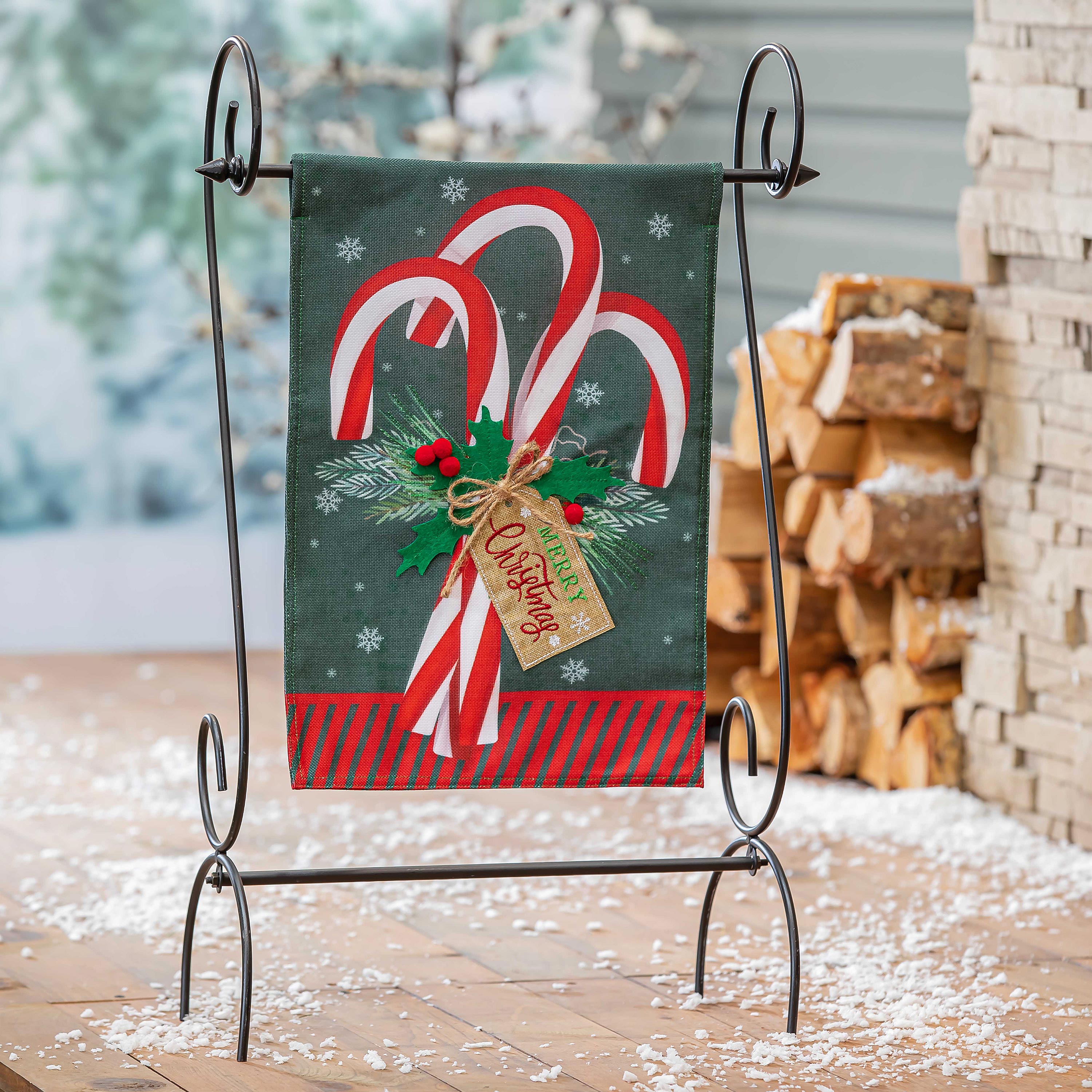 Candy Cane Burlap Garden Flag - Sports Collectibles, Sports Memorabilia, Sports Fan Shop, Sports Gifts