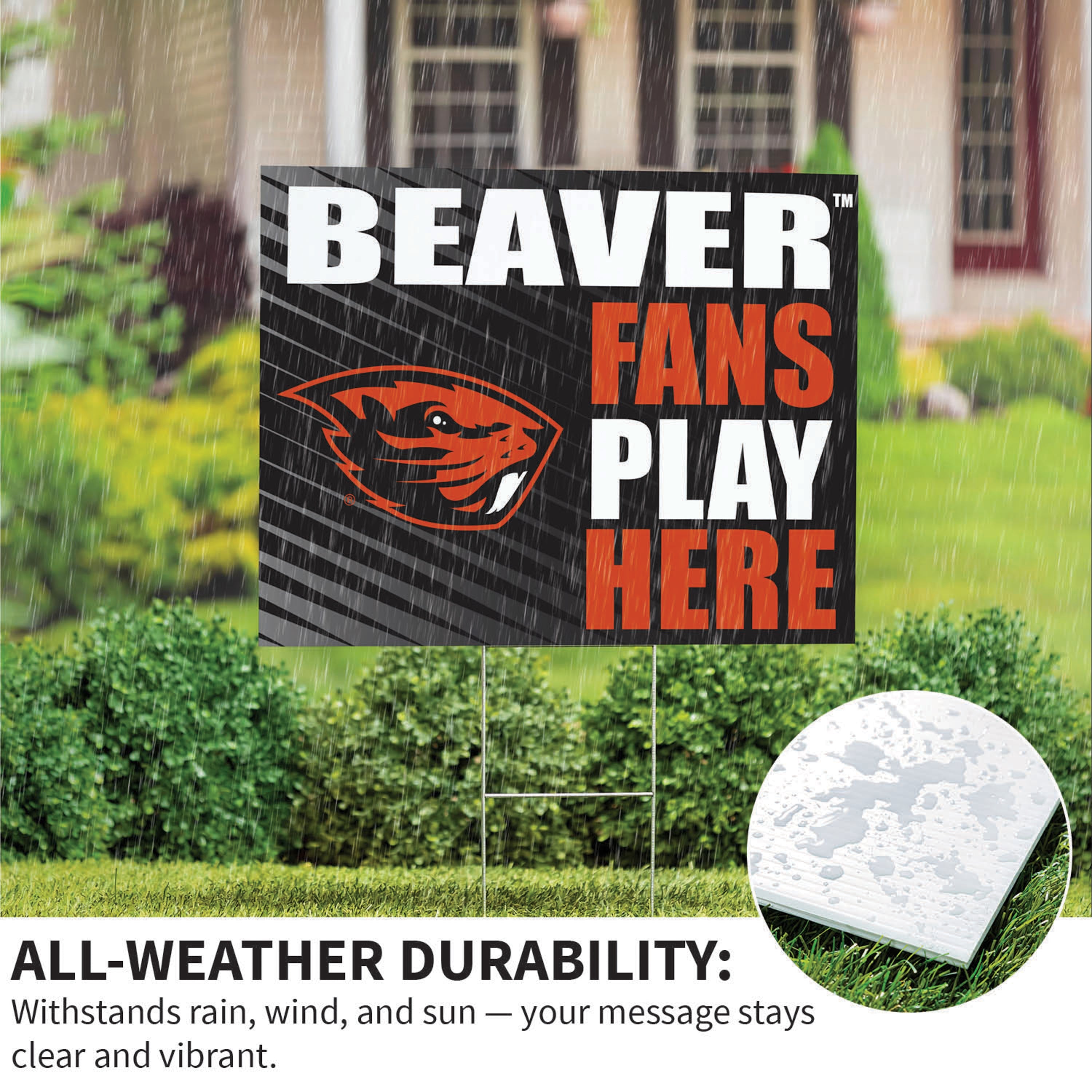 Oregon State University Coroplast Yard Sign "Fans Play Here" - Sports Collectibles, Sports Memorabilia, Sports Fan Shop, Sports Gifts