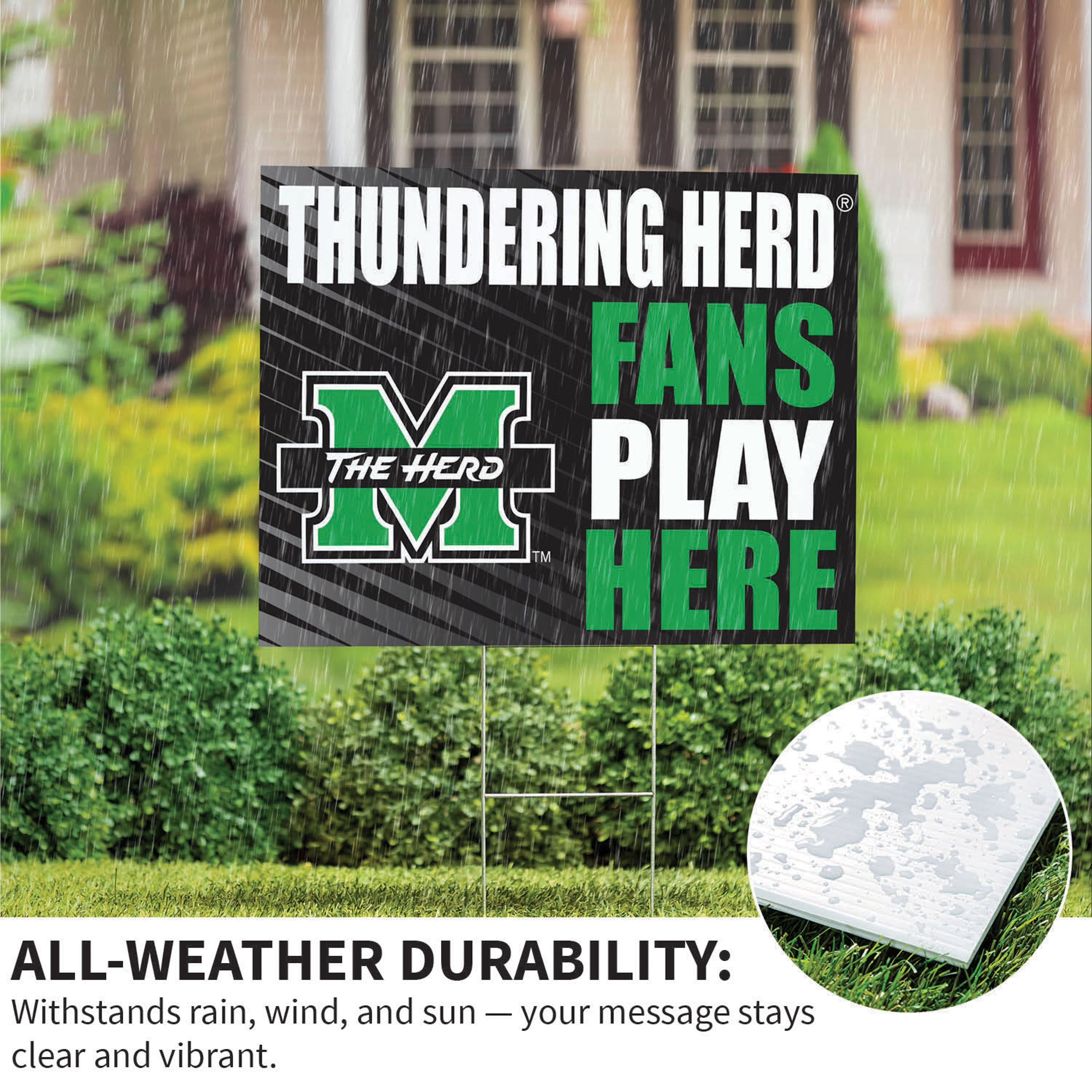 Marshall University Coroplast Yard Sign "Fans Play Here" - Sports Collectibles, Sports Memorabilia, Sports Fan Shop, Sports Gifts