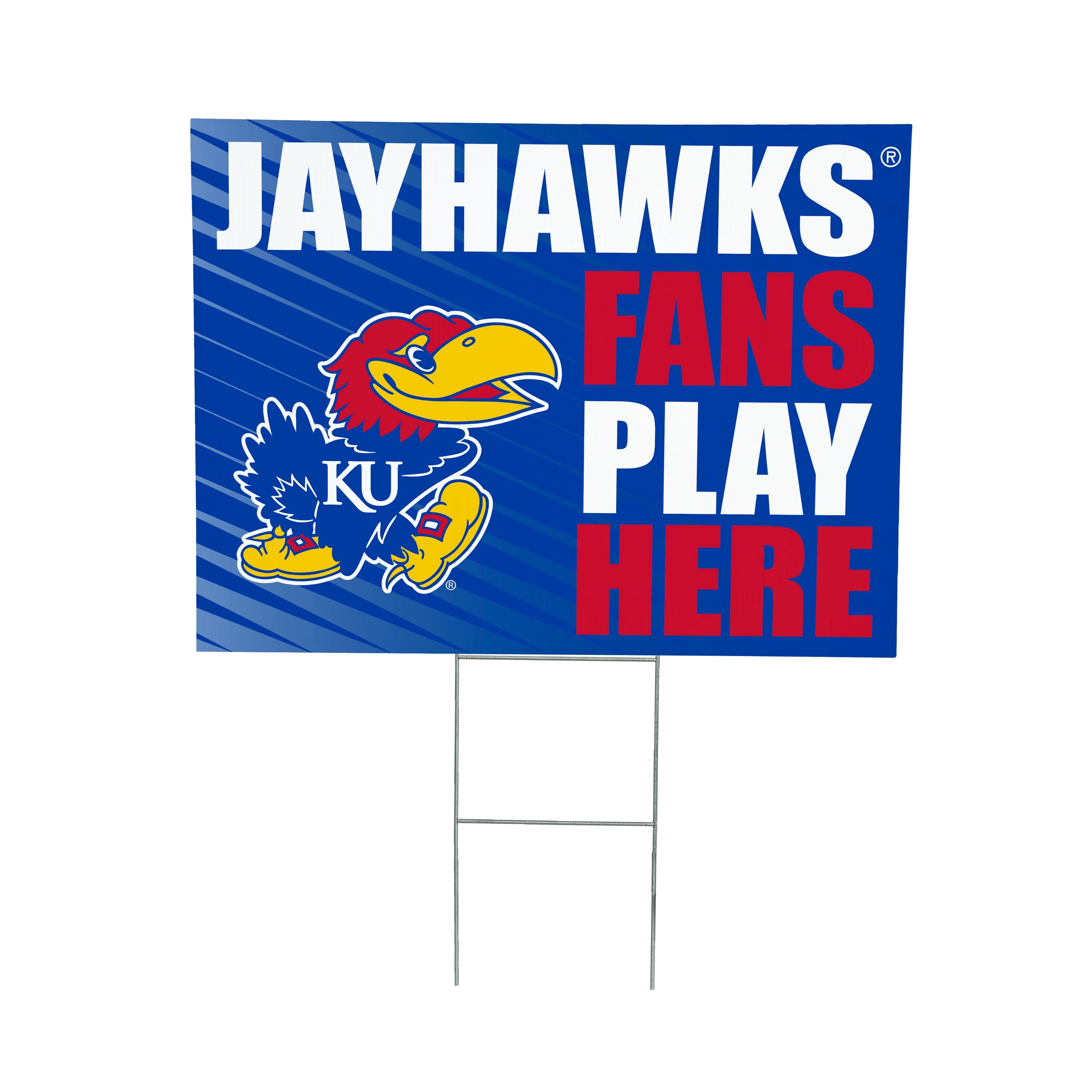 University of Kansas Coroplast Yard Sign "Fans Play Here" - Sports Collectibles, Sports Memorabilia, Sports Fan Shop, Sports Gifts