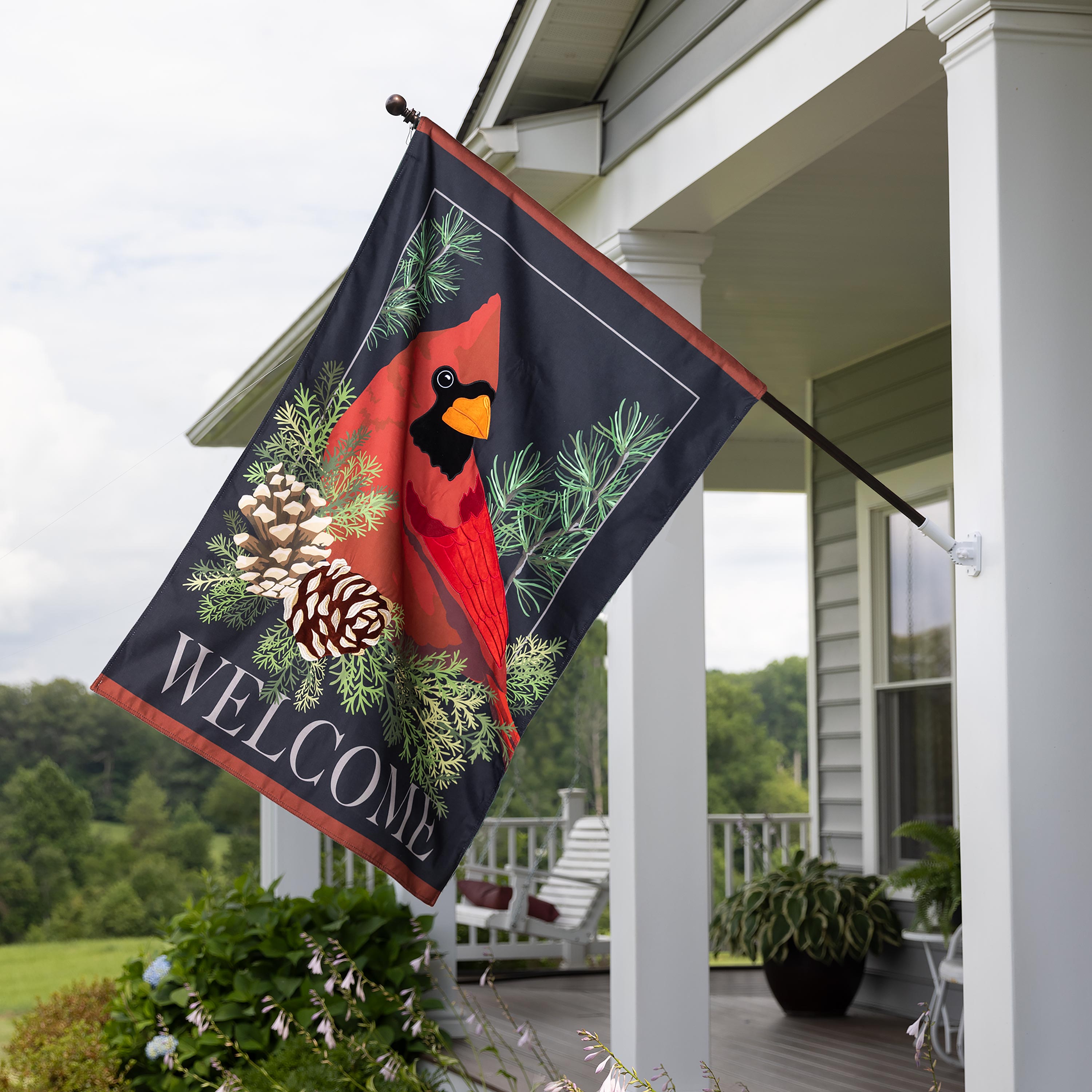 Cardinal and EvergreenEstate Size Embellished Burlap Flag - Sports Gifts, Sports Memorabilia, Sports Collectibles, Fan Shop