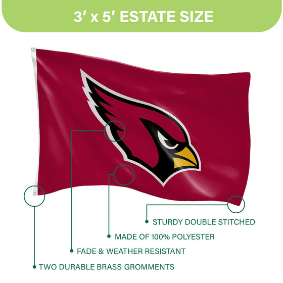 3'x5' Single Sided Flag w/ 2 Grommets, Arizona Cardinals - Sports Gifts, Sports Memorabilia, Sports Collectibles, Fan Shop