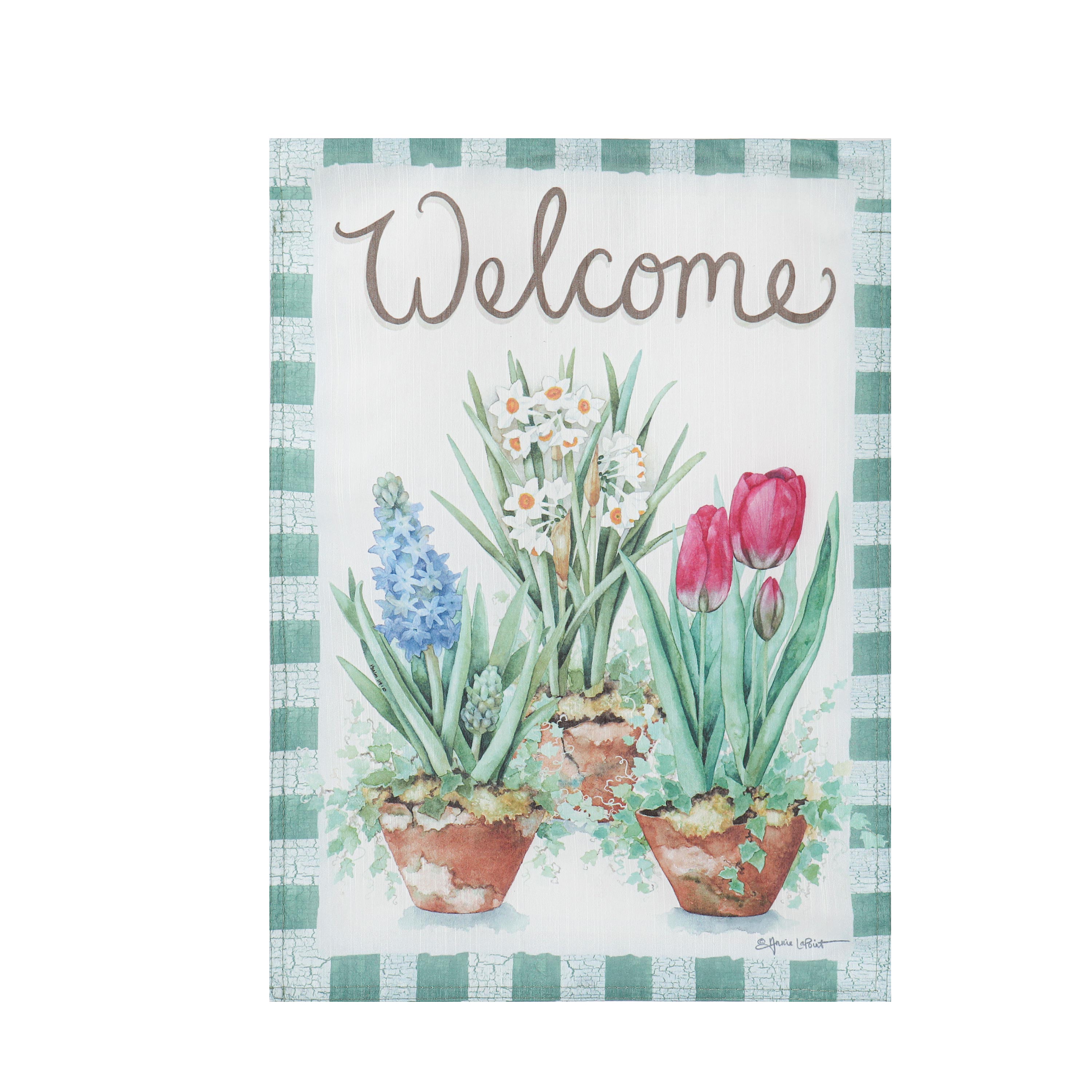 Potted Spring Plants Garden Strie Flag - Sports Collectibles, Sports Memorabilia, Sports Fan Shop, Sports Gifts