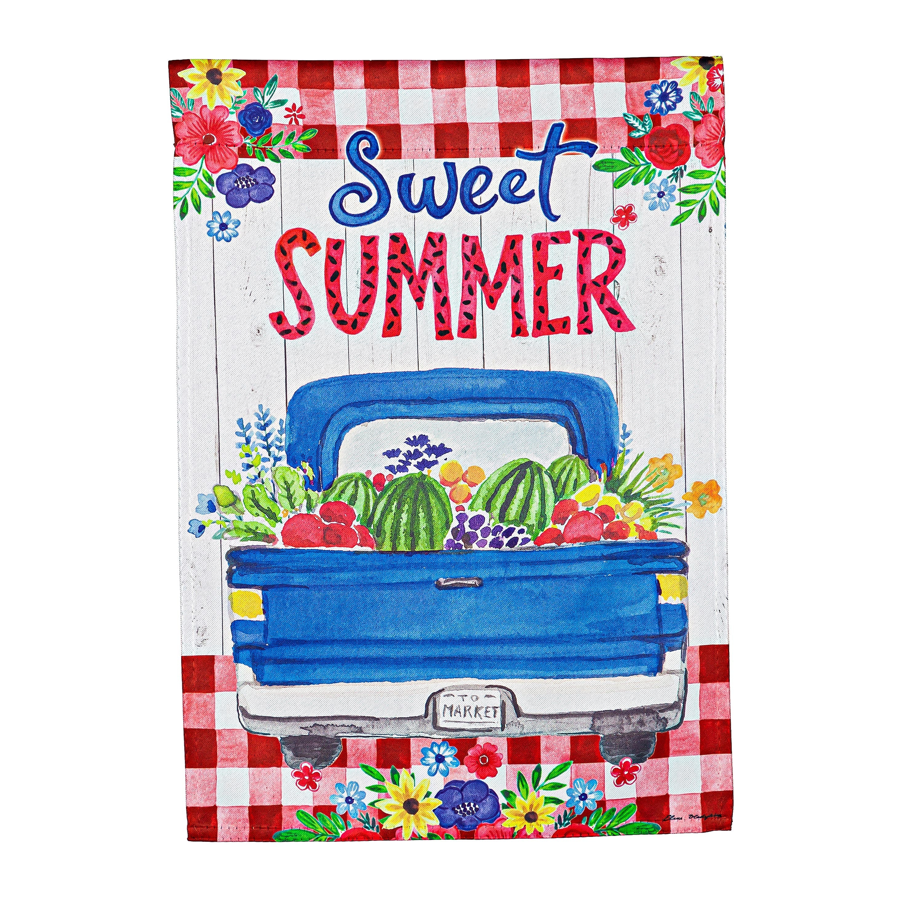 Sweet Summer Truck Garden Suede Flag - Sports Collectibles, Sports Memorabilia, Sports Fan Shop, Sports Gifts