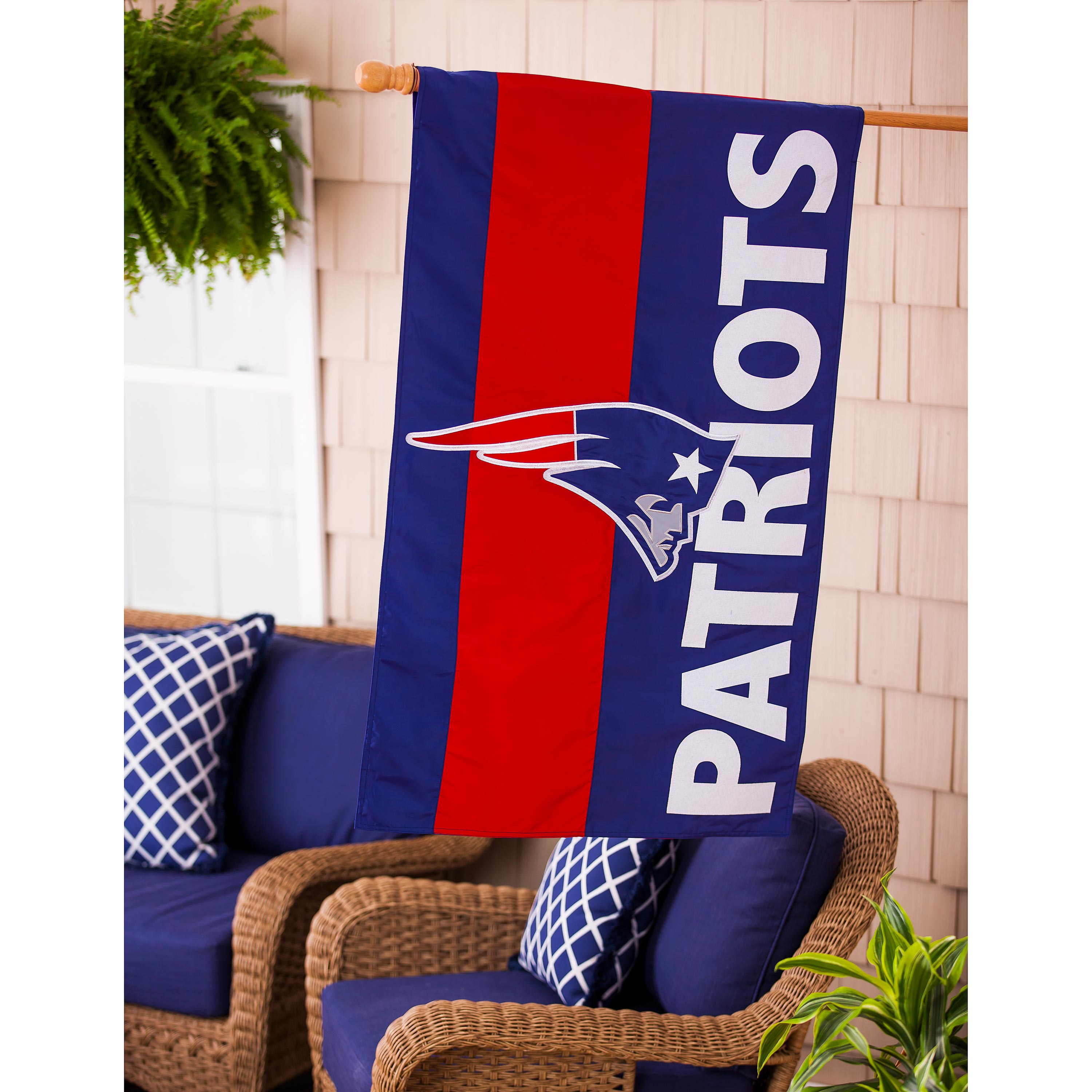 Double-Sided Embellished NFL Team Pride Applique House Flag, New England Patriots - Sports Collectibles, Sports Memorabilia, Sports Fan Shop, Sports Gifts