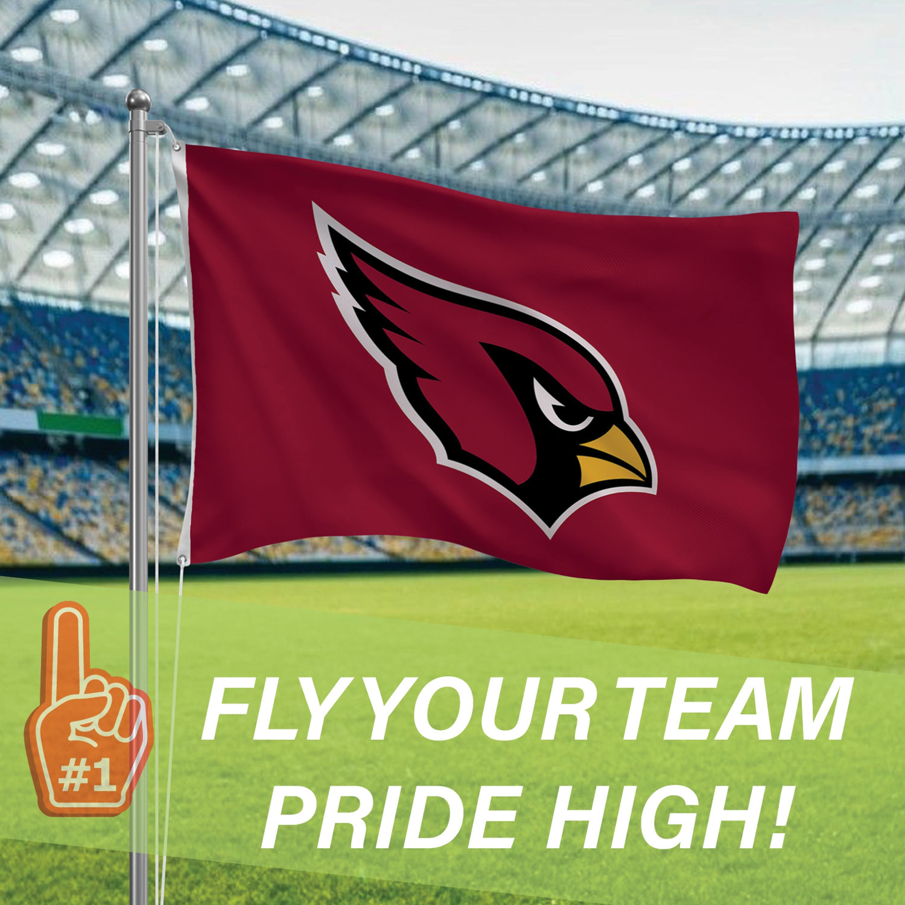3'x5' Single Sided Flag w/ 2 Grommets, Arizona Cardinals - Sports Gifts, Sports Memorabilia, Sports Collectibles, Fan Shop