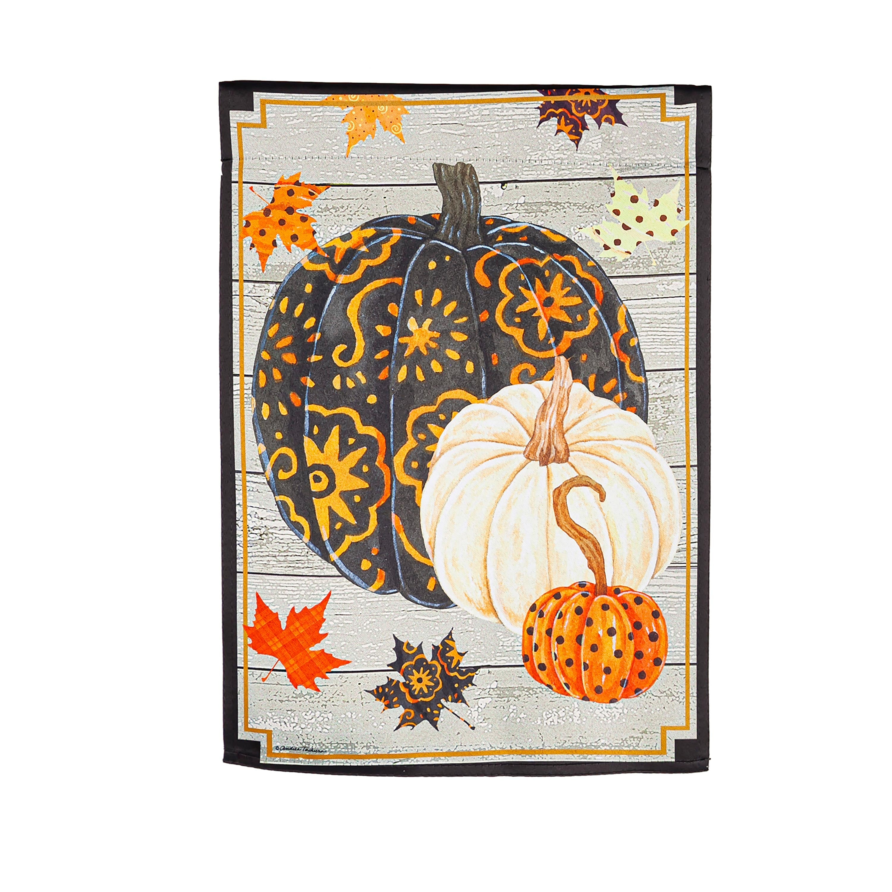 Patterned Pumpkins and Leaves House Suede Flag - Sports Collectibles, Sports Memorabilia, Sports Fan Shop, Sports Gifts