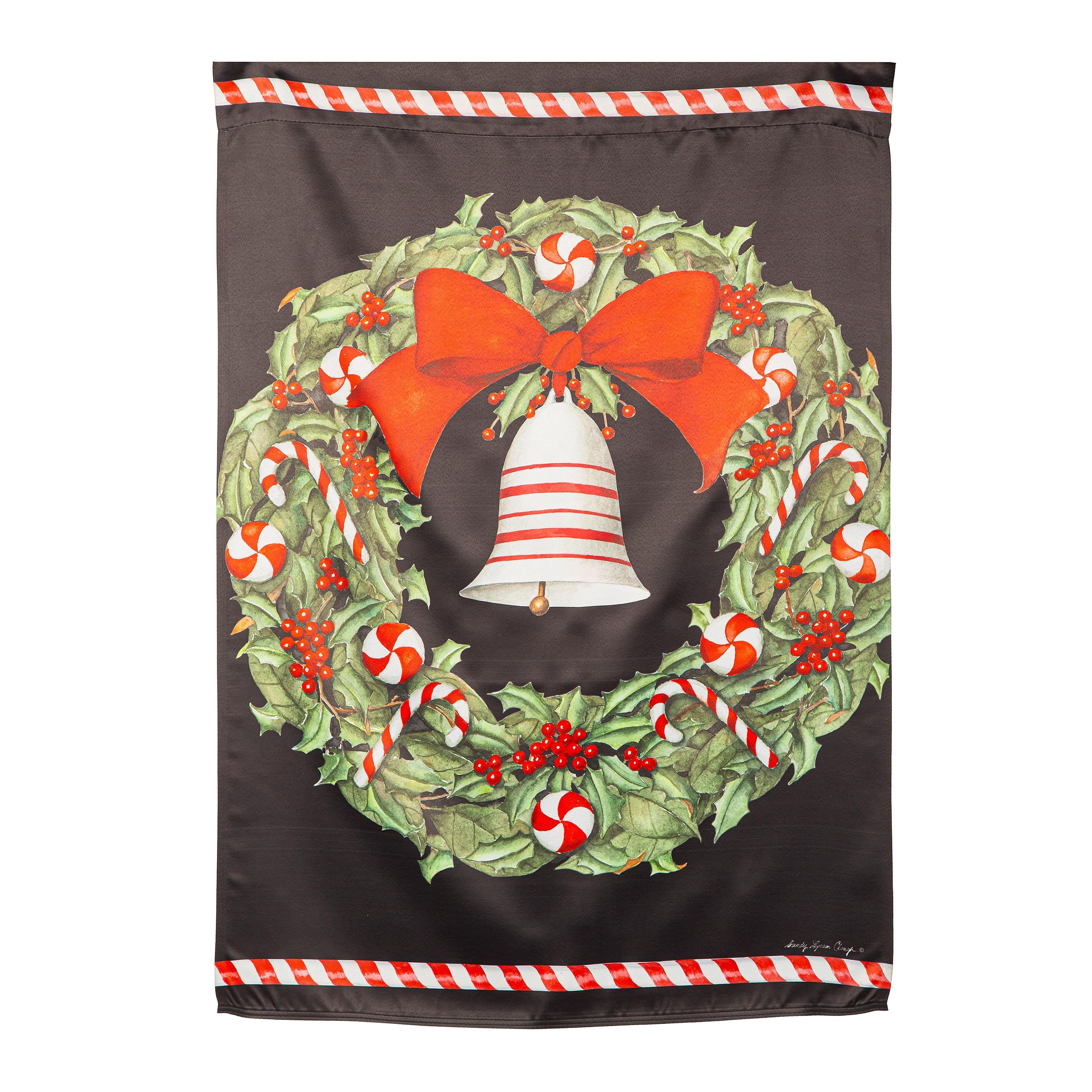 Christmas Bell and Wreath Suede House Flag - Sports Collectibles, Sports Memorabilia, Sports Fan Shop, Sports Gifts