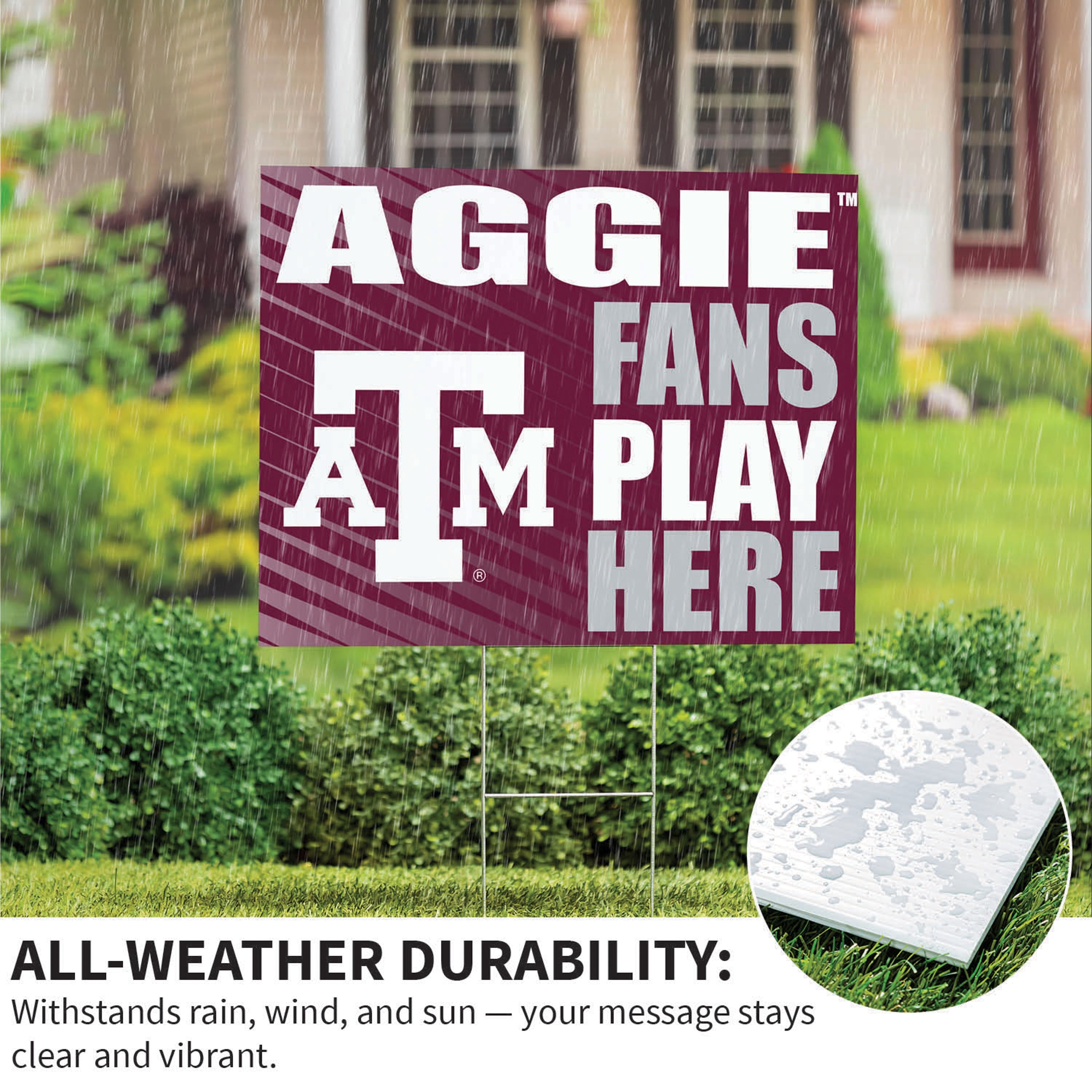 Texas A&M Coroplast Yard Sign "Fans Play Here" - Sports Collectibles, Sports Memorabilia, Sports Fan Shop, Sports Gifts