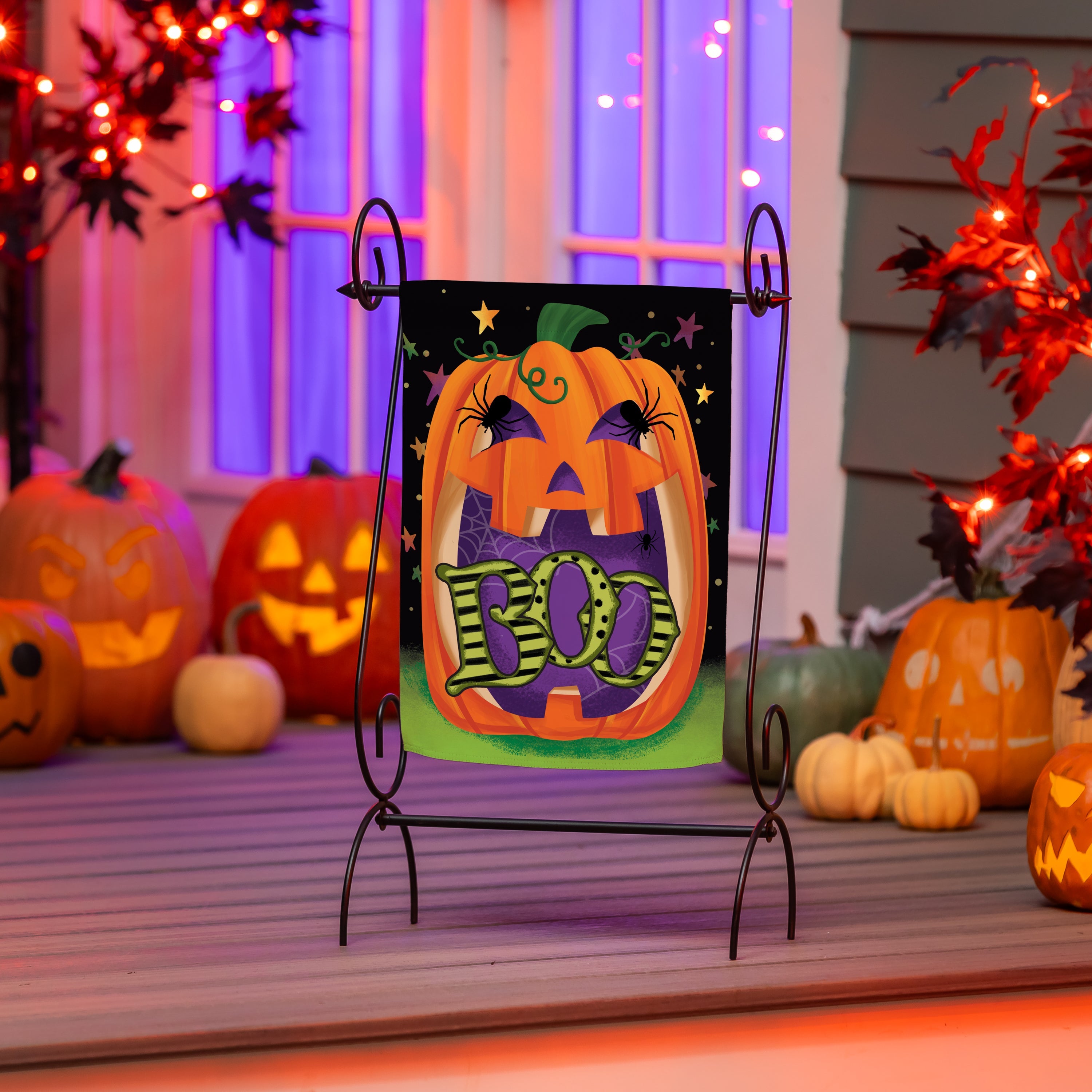 Boo Jack Pumpkin Suede Garden Flag - Sports Gifts, Sports Memorabilia, Sports Collectibles, Fan Shop