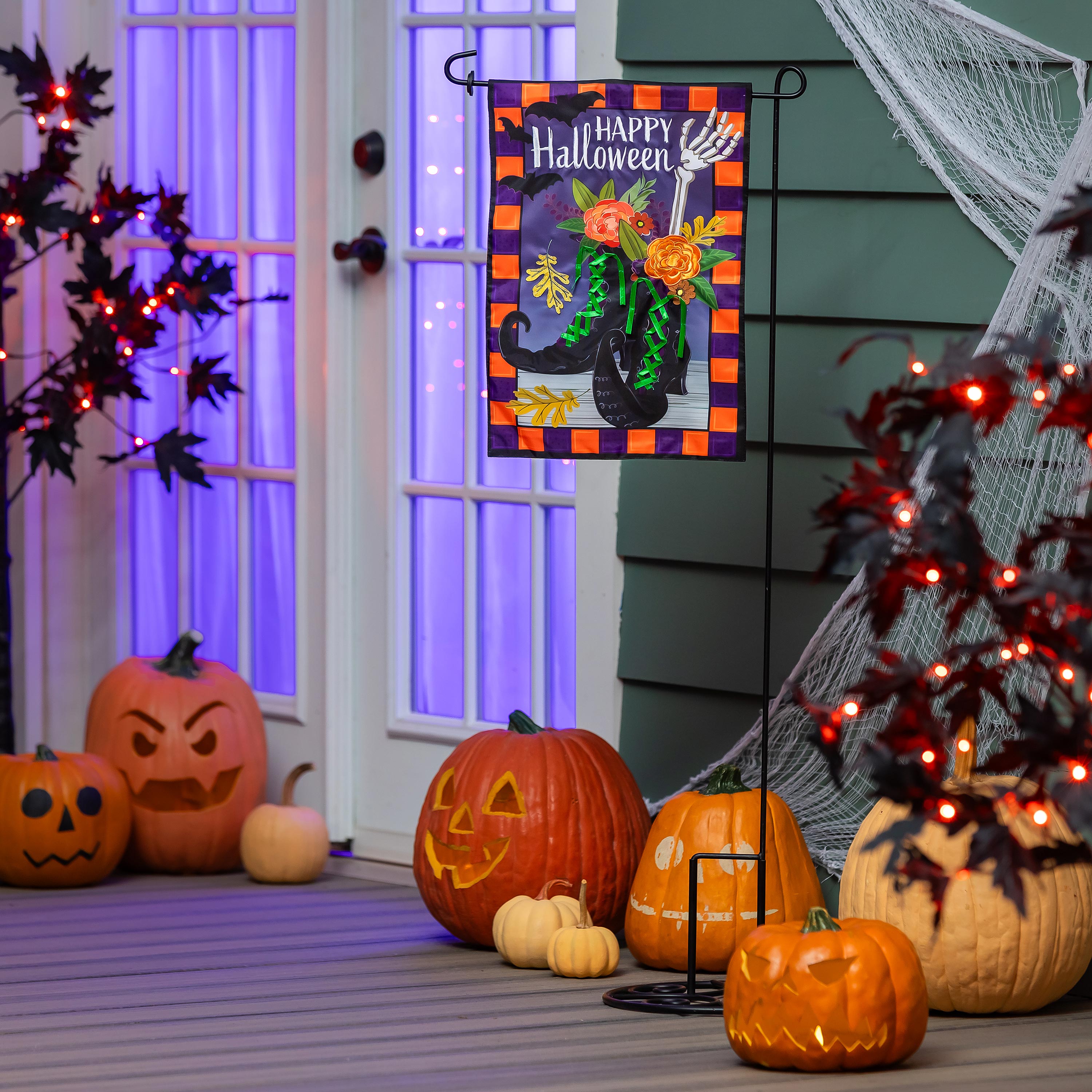 Happy Halloween Witches Boots Applique Garden Flag - Sports Collectibles, Sports Memorabilia, Sports Fan Shop, Sports Gifts