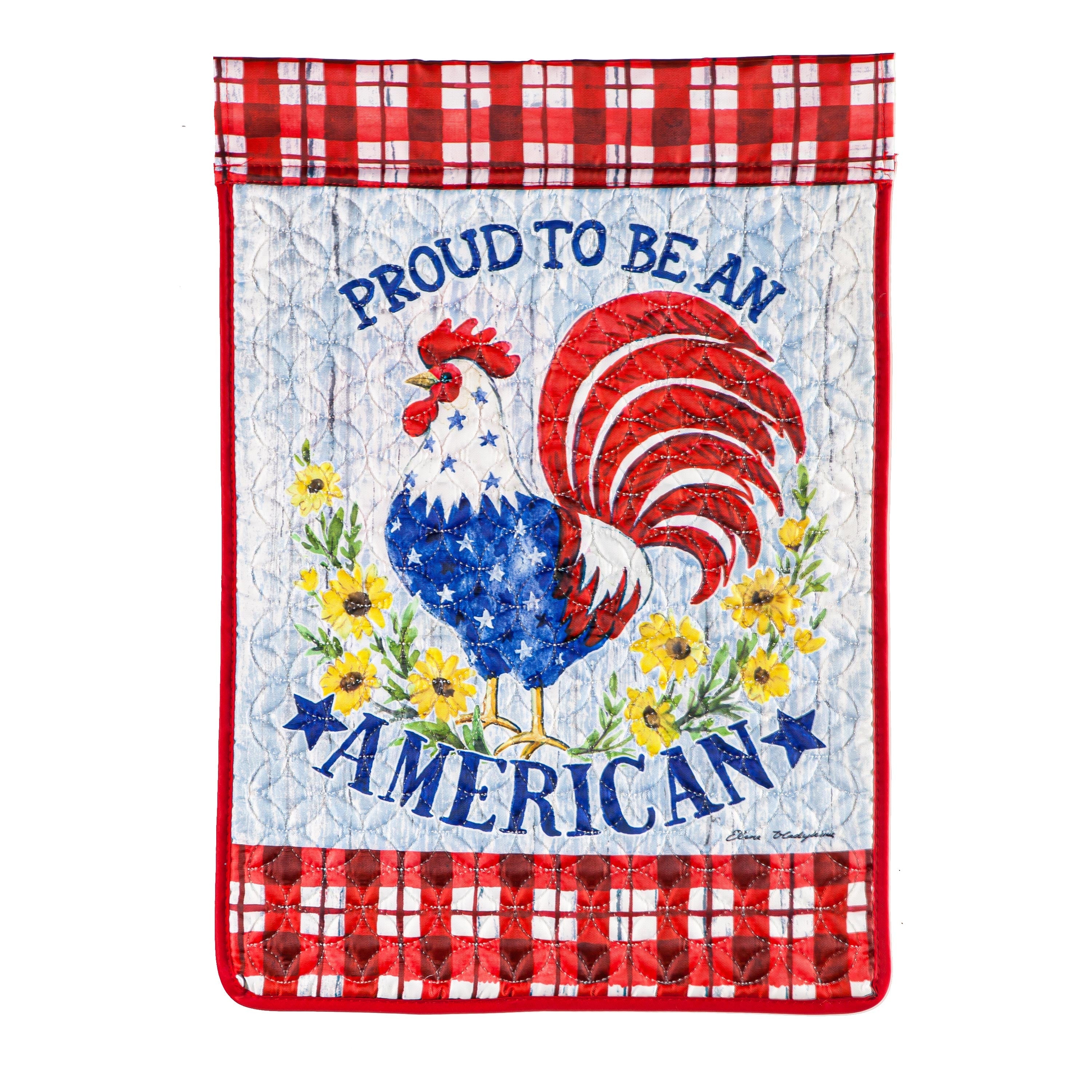 Proud to be an American Rooster Garden Quilted Flag - Sports Collectibles, Sports Memorabilia, Sports Fan Shop, Sports Gifts