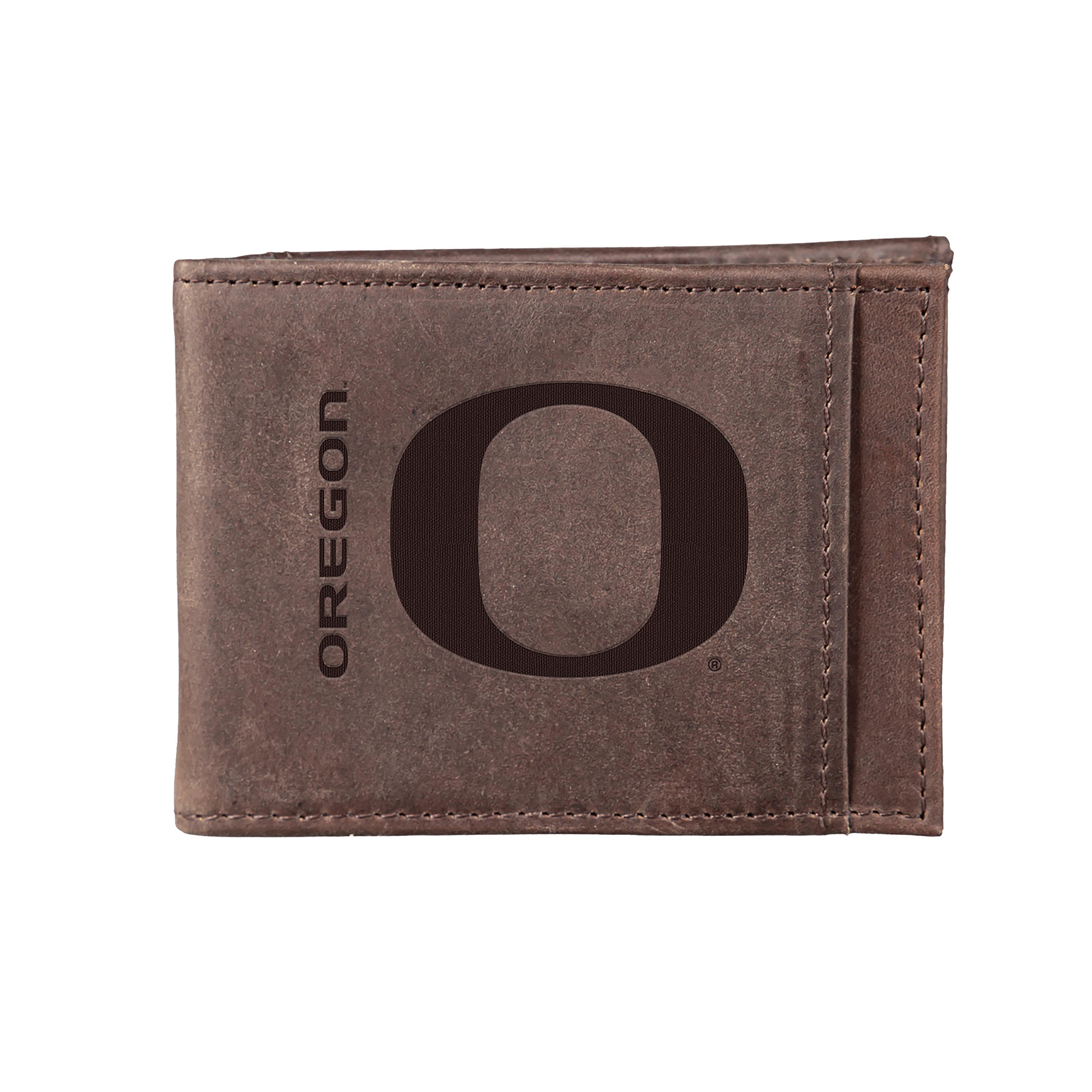 Front Pocket Wallet w/ RFID Blocking, University of Oregon, Brown - Sports Collectibles, Sports Memorabilia, Sports Fan Shop, Sports Gifts