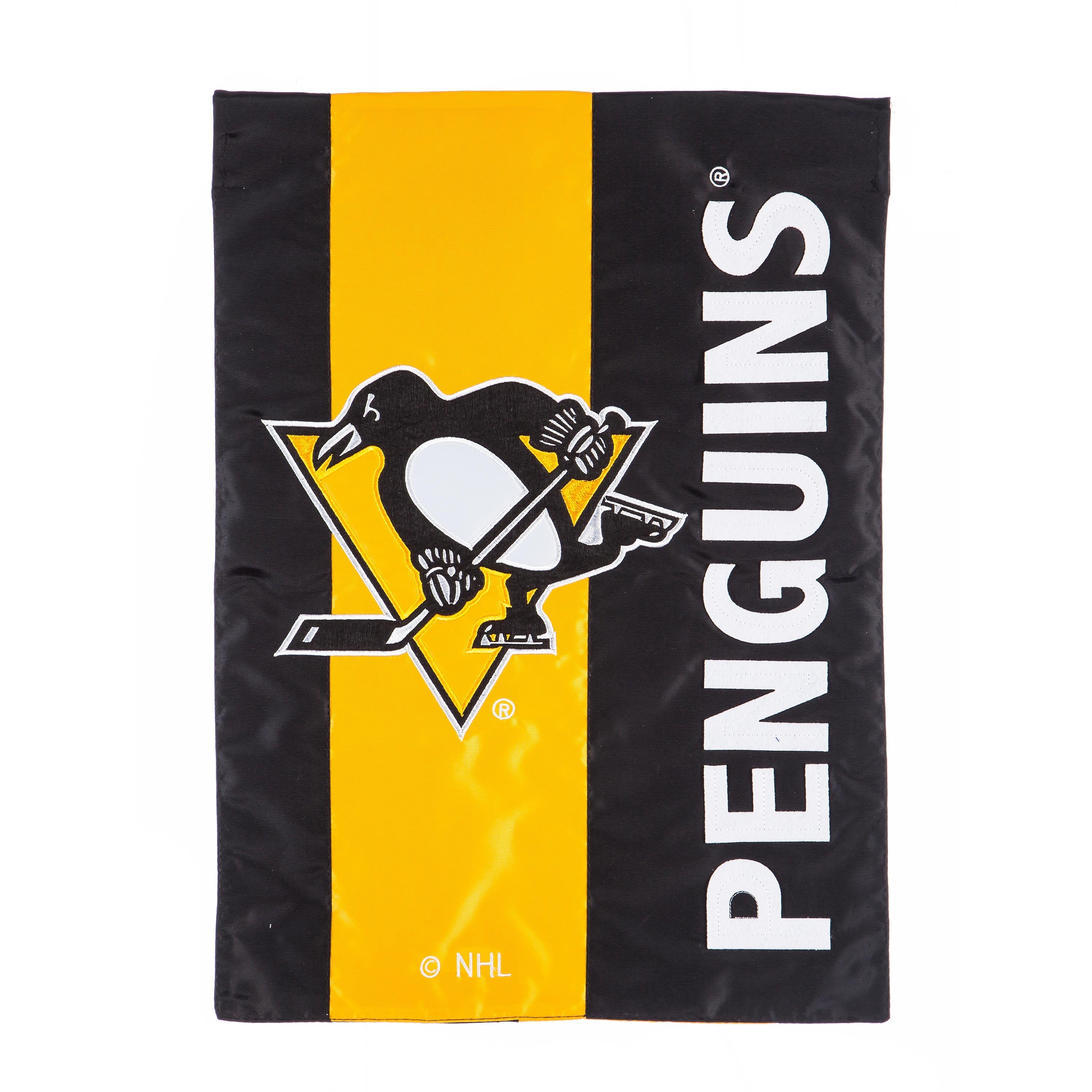 Pittsburgh Penguins Applique Flag - Sports Collectibles, Sports Memorabilia, Sports Fan Shop, Sports Gifts