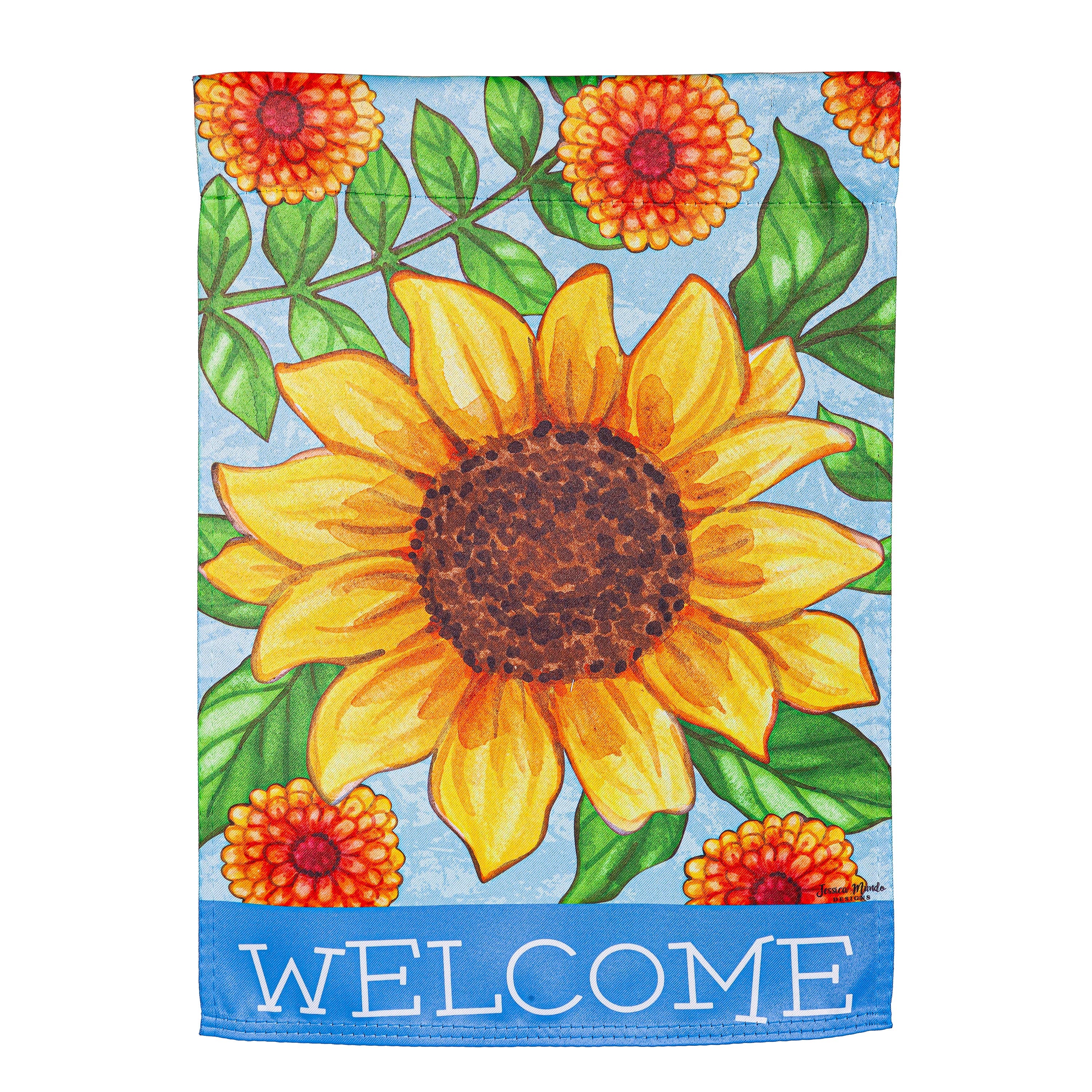 Sunflower Welcome Suede Garden Flag - Sports Gifts, Sports Memorabilia, Sports Collectibles, Fan Shop