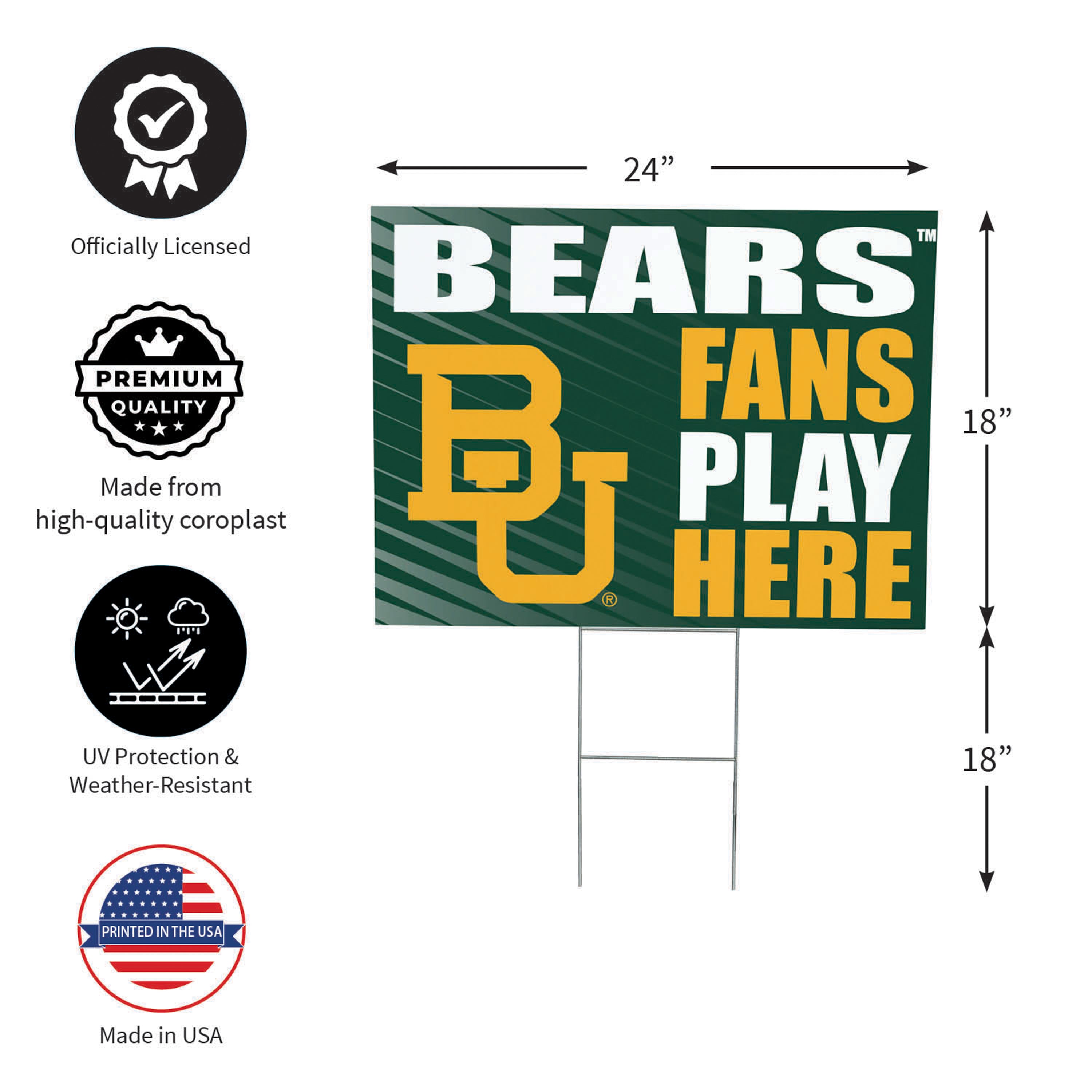 Baylor University Coroplast Yard Sign "Fans Play Here"