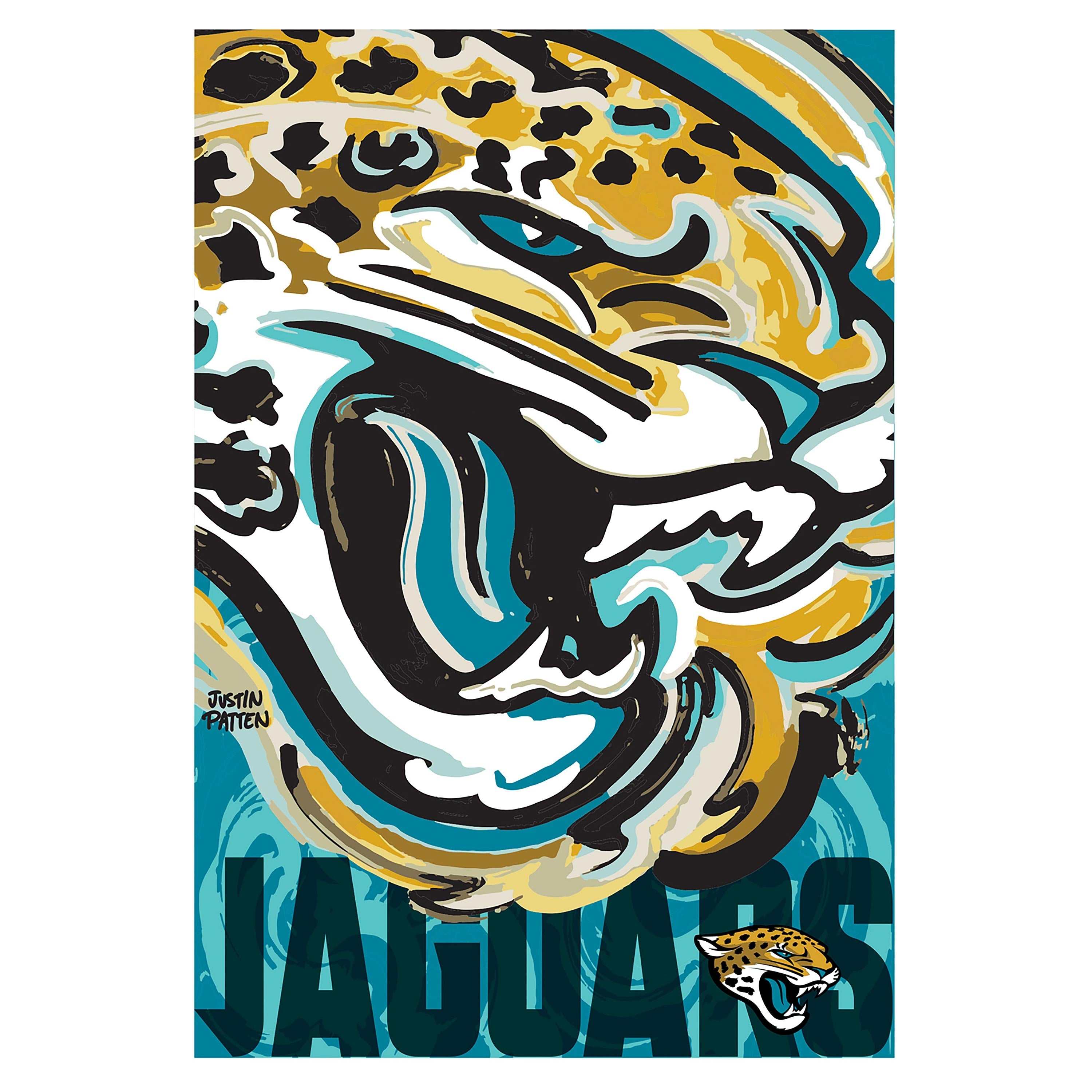 Jacksonville Jaguars Justin Patten Logo Suede Garden Flag - Sports Collectibles, Sports Memorabilia, Sports Fan Shop, Sports Gifts