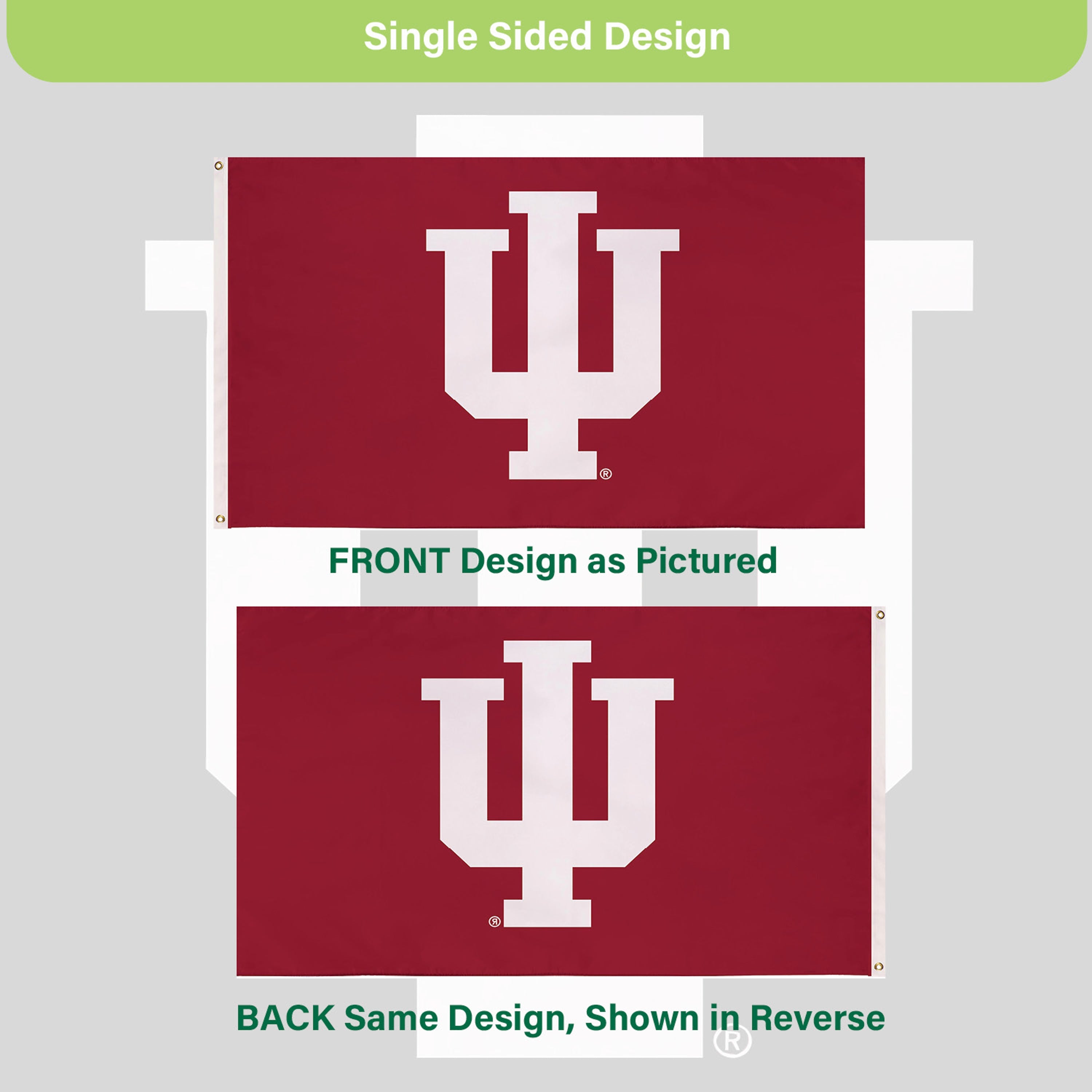 3'x5' Single Sided Flag w/ 2 Grommets, Indiana University - Sports Gifts, Sports Memorabilia, Sports Collectibles, Fan Shop