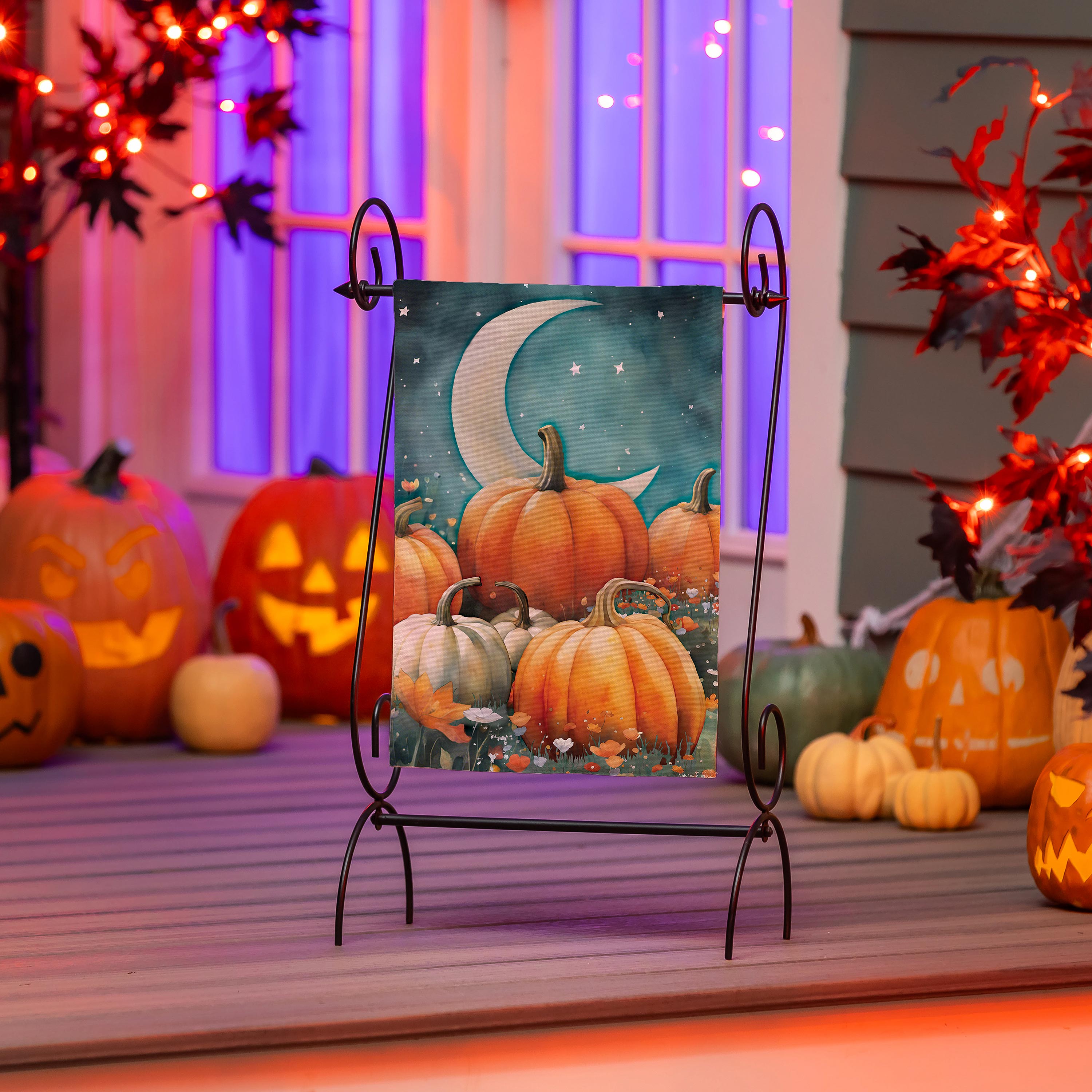 Watercolor Pumpkin Patch Suede Garden Flag - Sports Collectibles, Sports Memorabilia, Sports Fan Shop, Sports Gifts