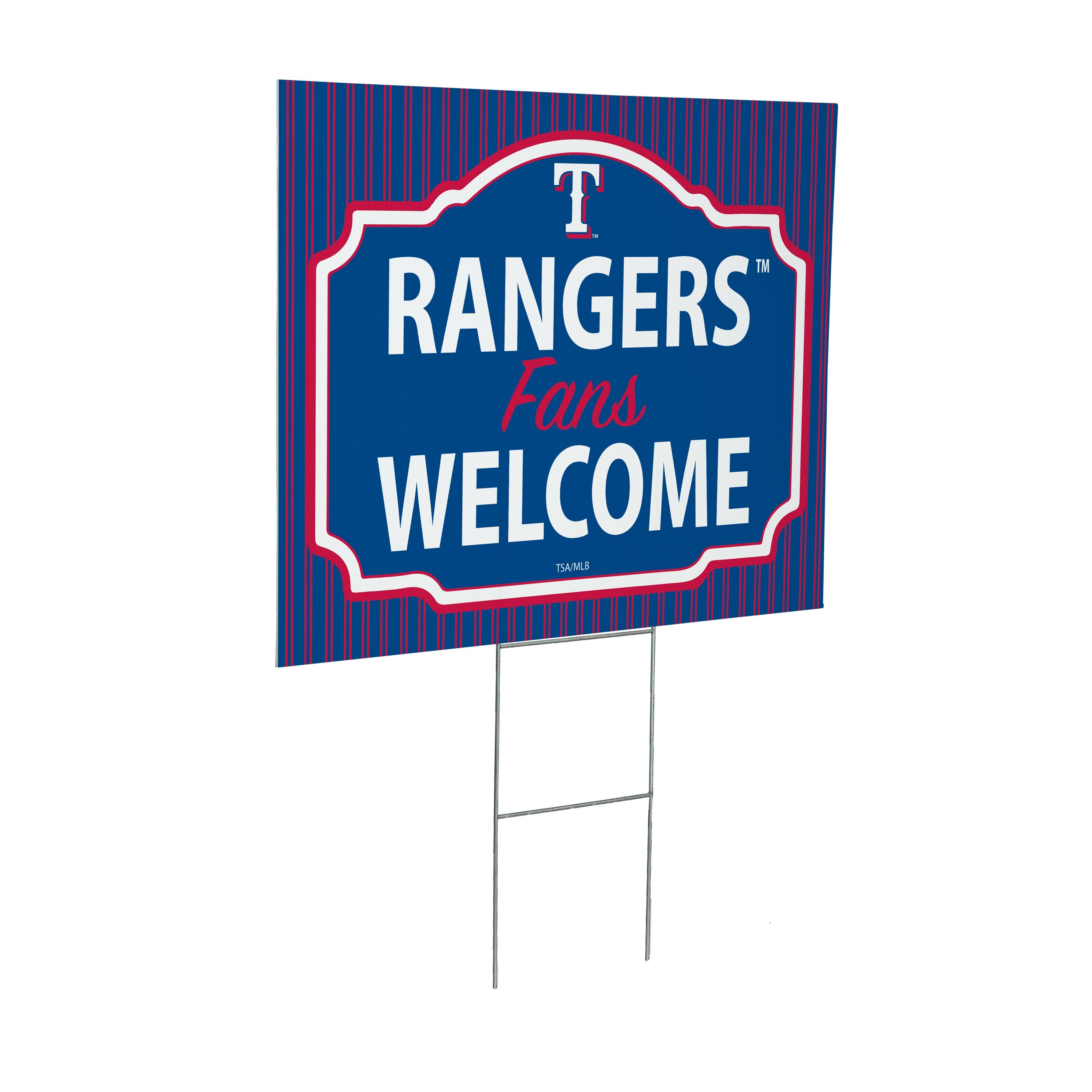 Texas Rangers Coroplast Yard Sign, "Fans Welcome" - Sports Collectibles, Sports Memorabilia, Sports Fan Shop, Sports Gifts