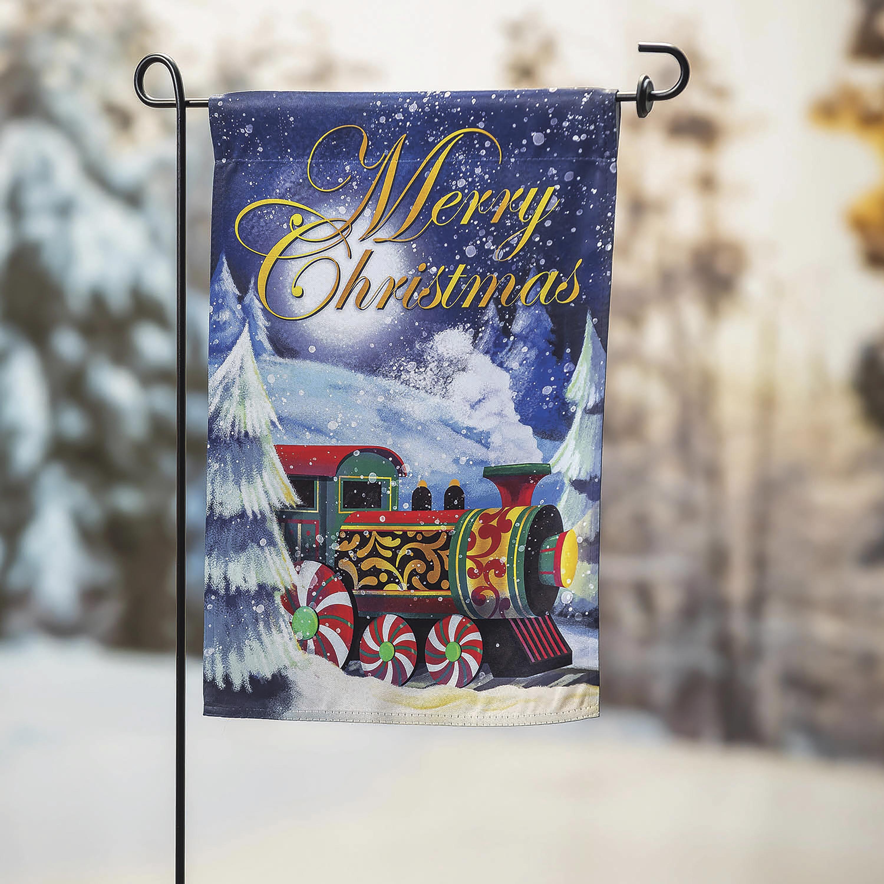 Home for the Holiday Train Garden Suede Flag - Sports Collectibles, Sports Memorabilia, Sports Fan Shop, Sports Gifts