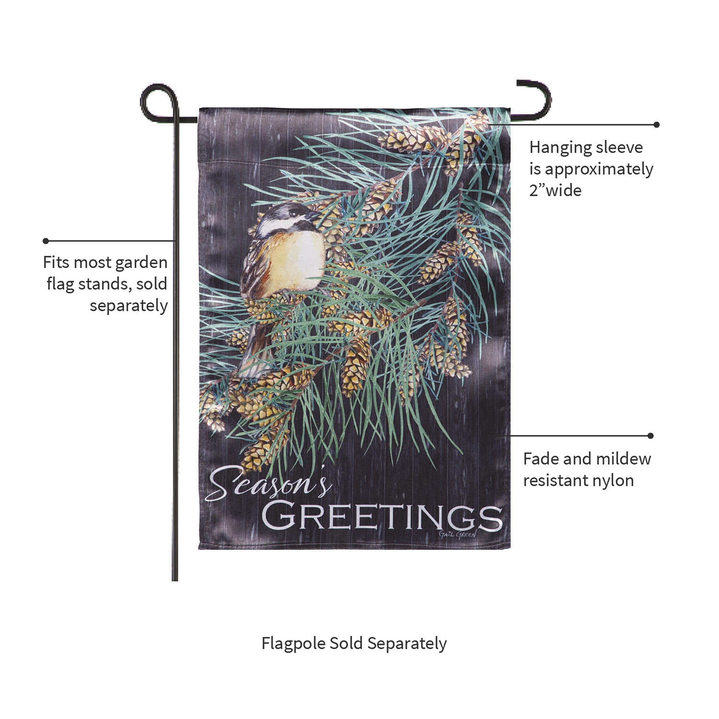 Season's Greeting Bird Lustre Garden Flag - Sports Collectibles, Sports Memorabilia, Sports Fan Shop, Sports Gifts