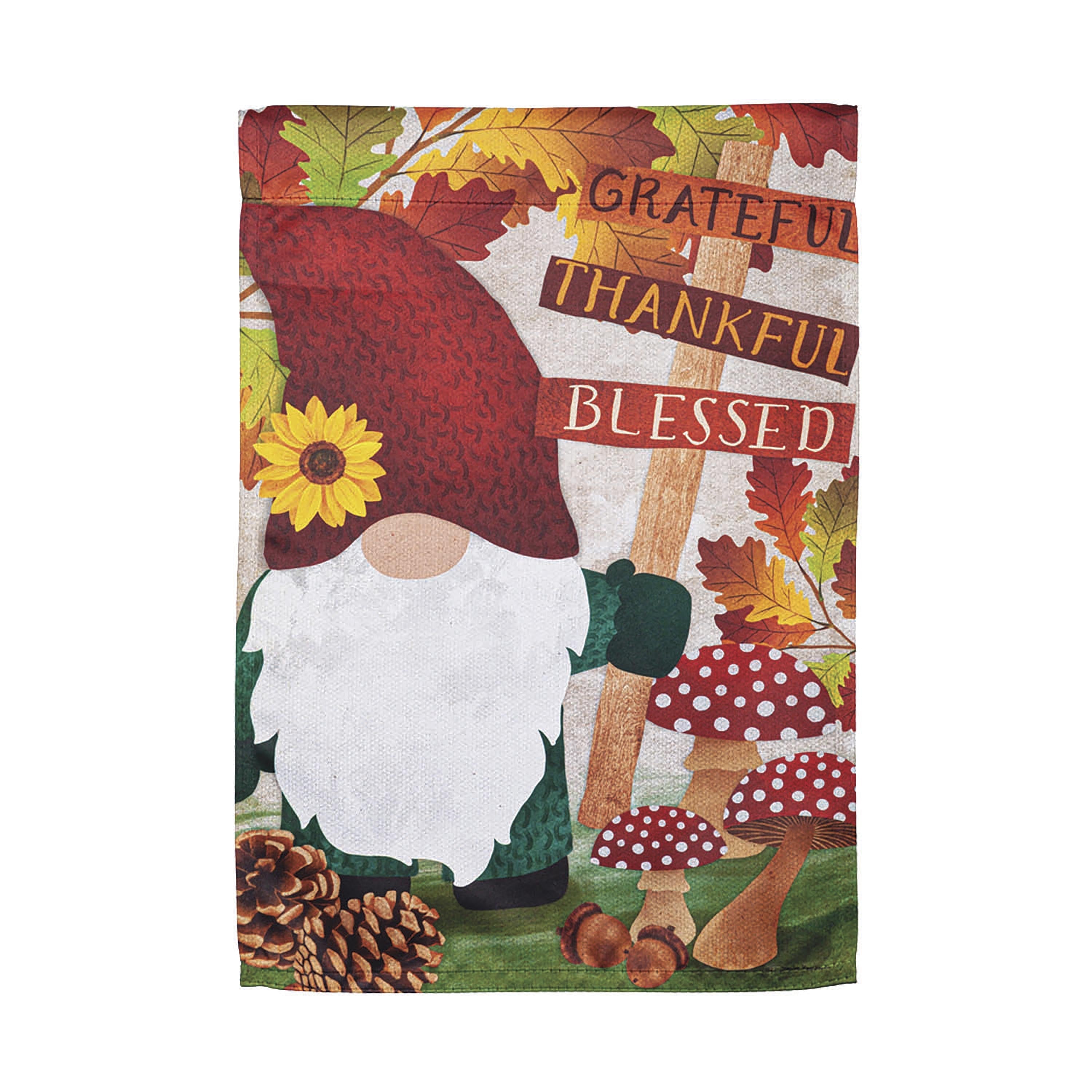 Grateful Fall Gnome Garden Suede Flag - Sports Collectibles, Sports Memorabilia, Sports Fan Shop, Sports Gifts