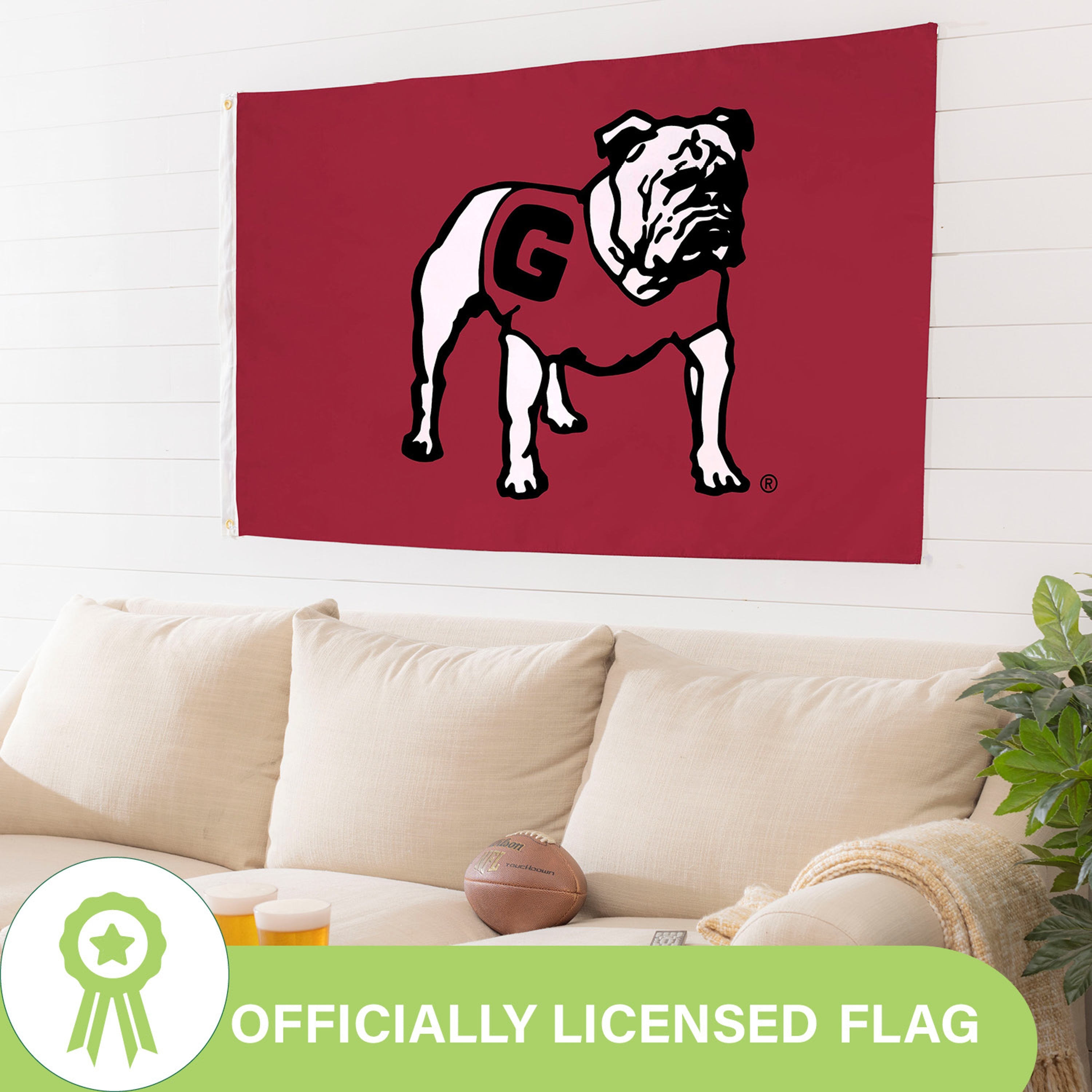 University of Georgia Single Sided Estate Flag with 2 Grommets, 3'x5' - Sports Gifts, Sports Memorabilia, Sports Collectibles, Fan Shop