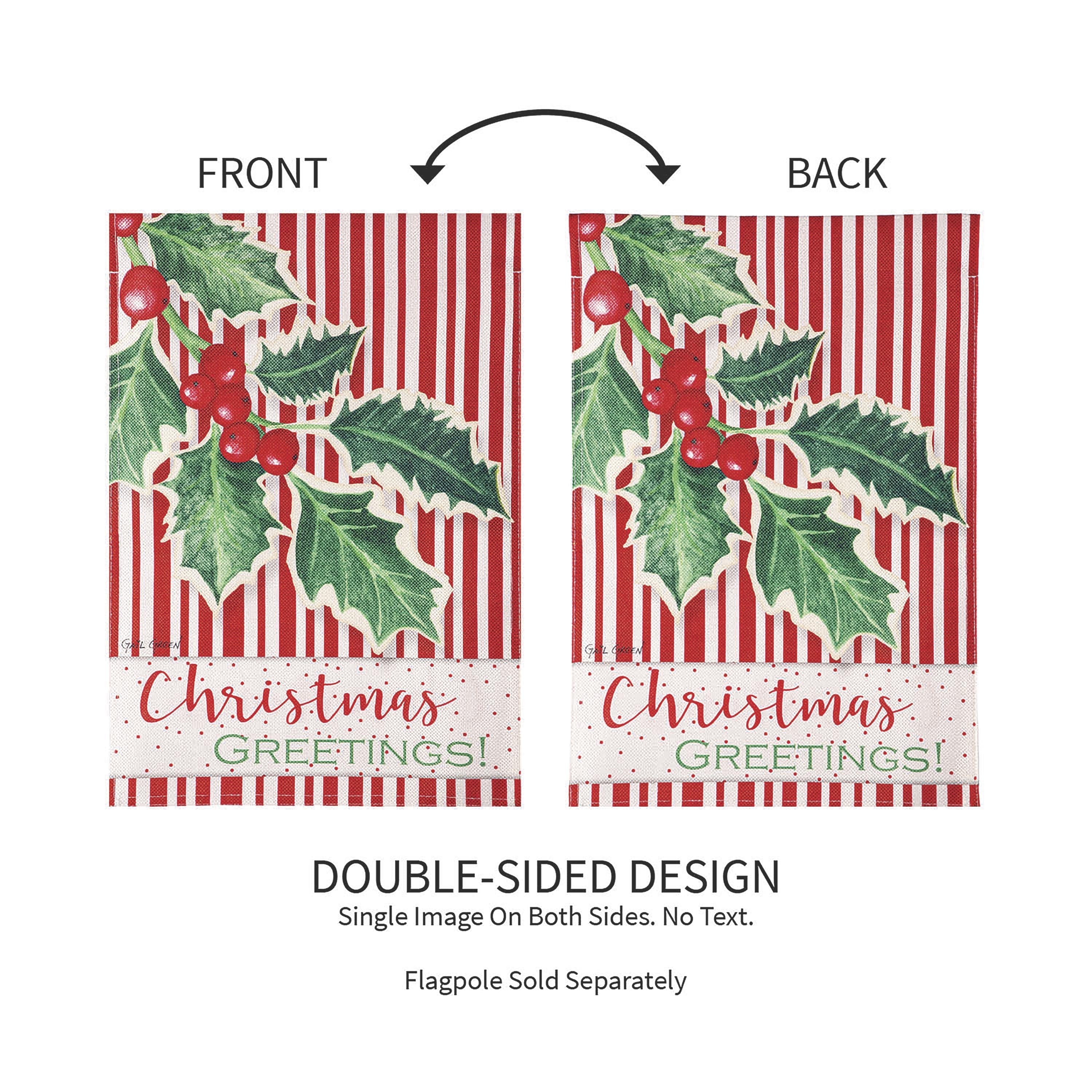 Christmas Greetings Burlap Garden Flag - Sports Collectibles, Sports Memorabilia, Sports Fan Shop, Sports Gifts