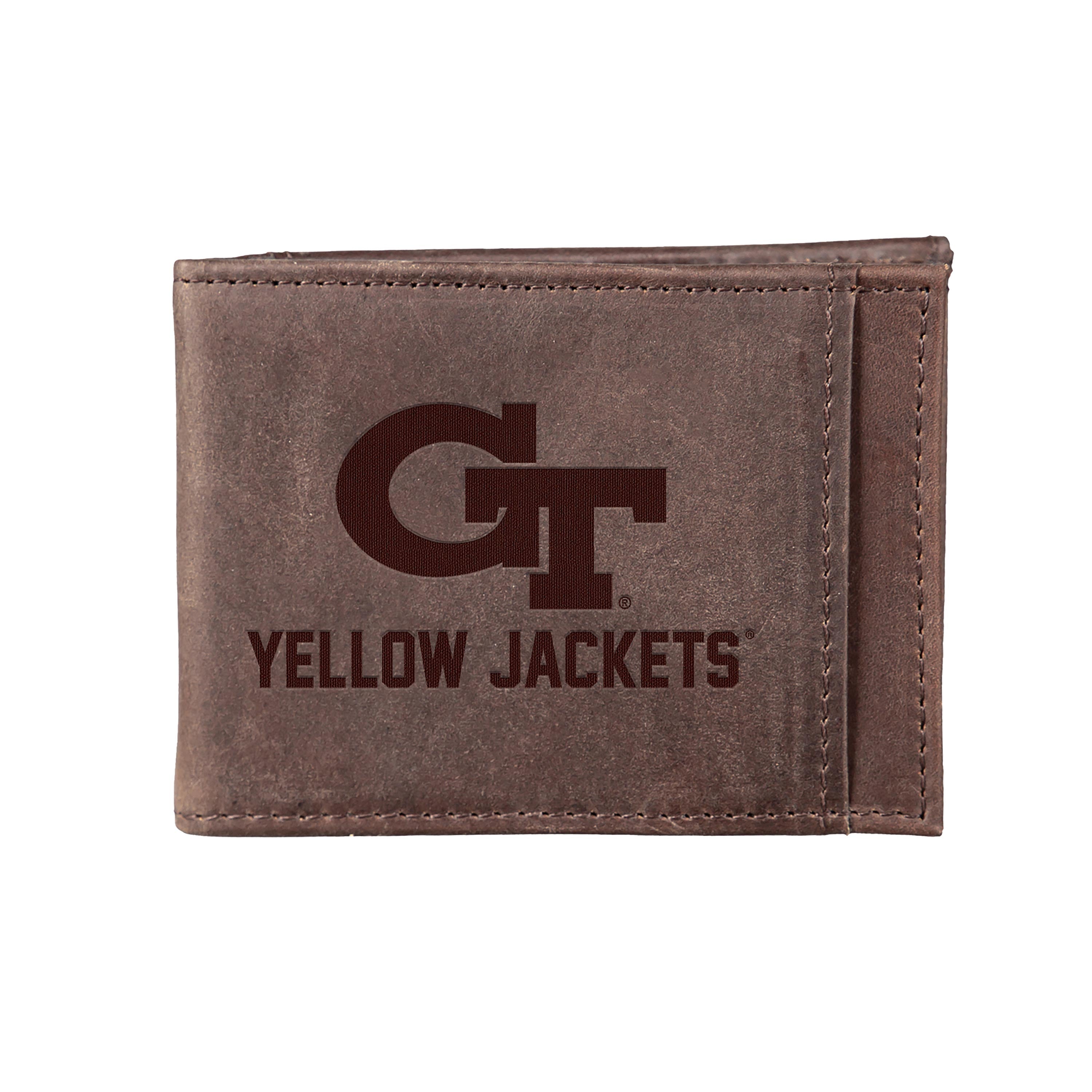 Front Pocket Wallet w/ RFID Blocking, Georgia Tech, Brown - Sports Collectibles, Sports Memorabilia, Sports Fan Shop, Sports Gifts