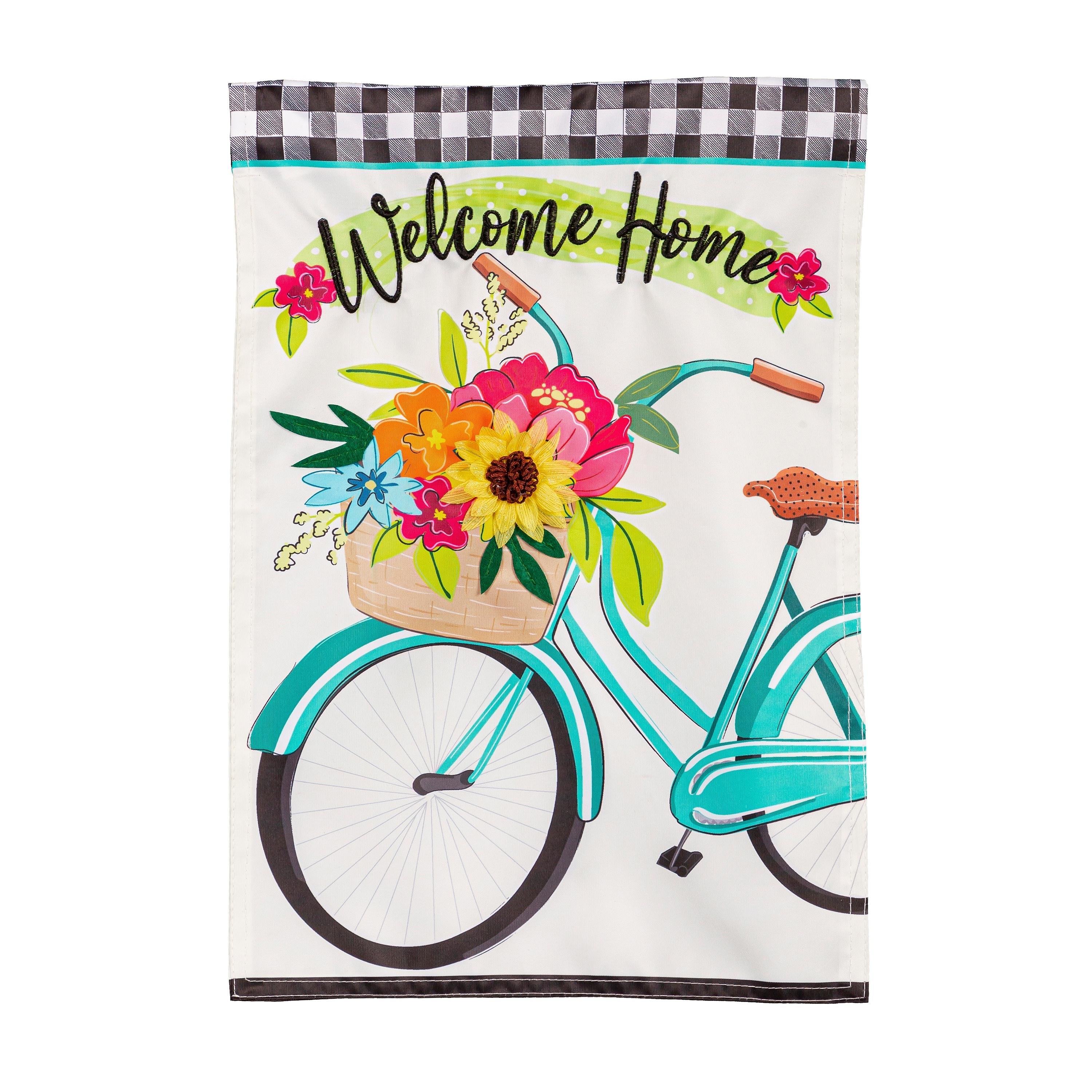Welcome Home Bicycle Applique Garden Flag - Sports Collectibles, Sports Memorabilia, Sports Fan Shop, Sports Gifts