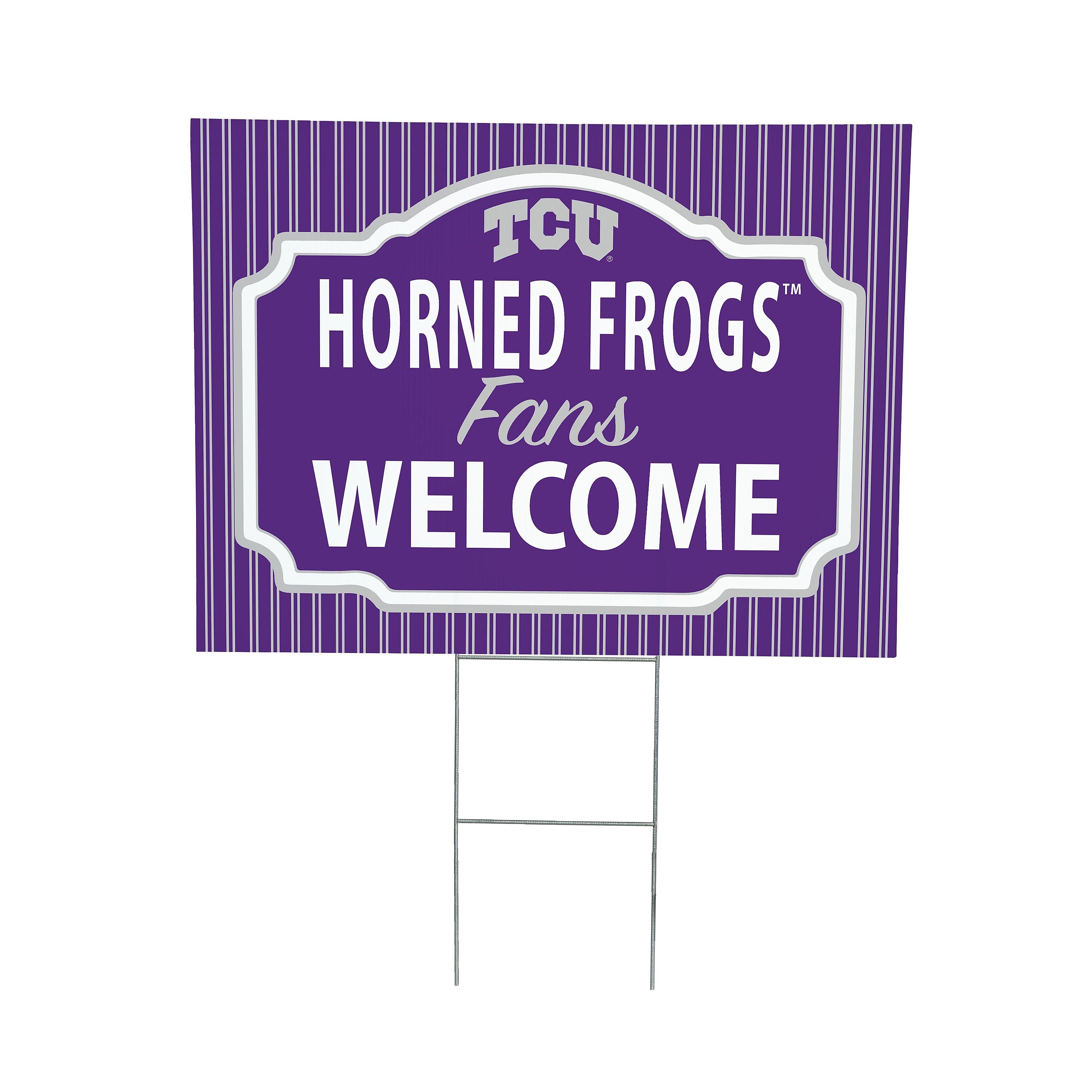 Texas Christian University Coroplast Yard Sign, "Fans Welcome" - Sports Collectibles, Sports Memorabilia, Sports Fan Shop, Sports Gifts