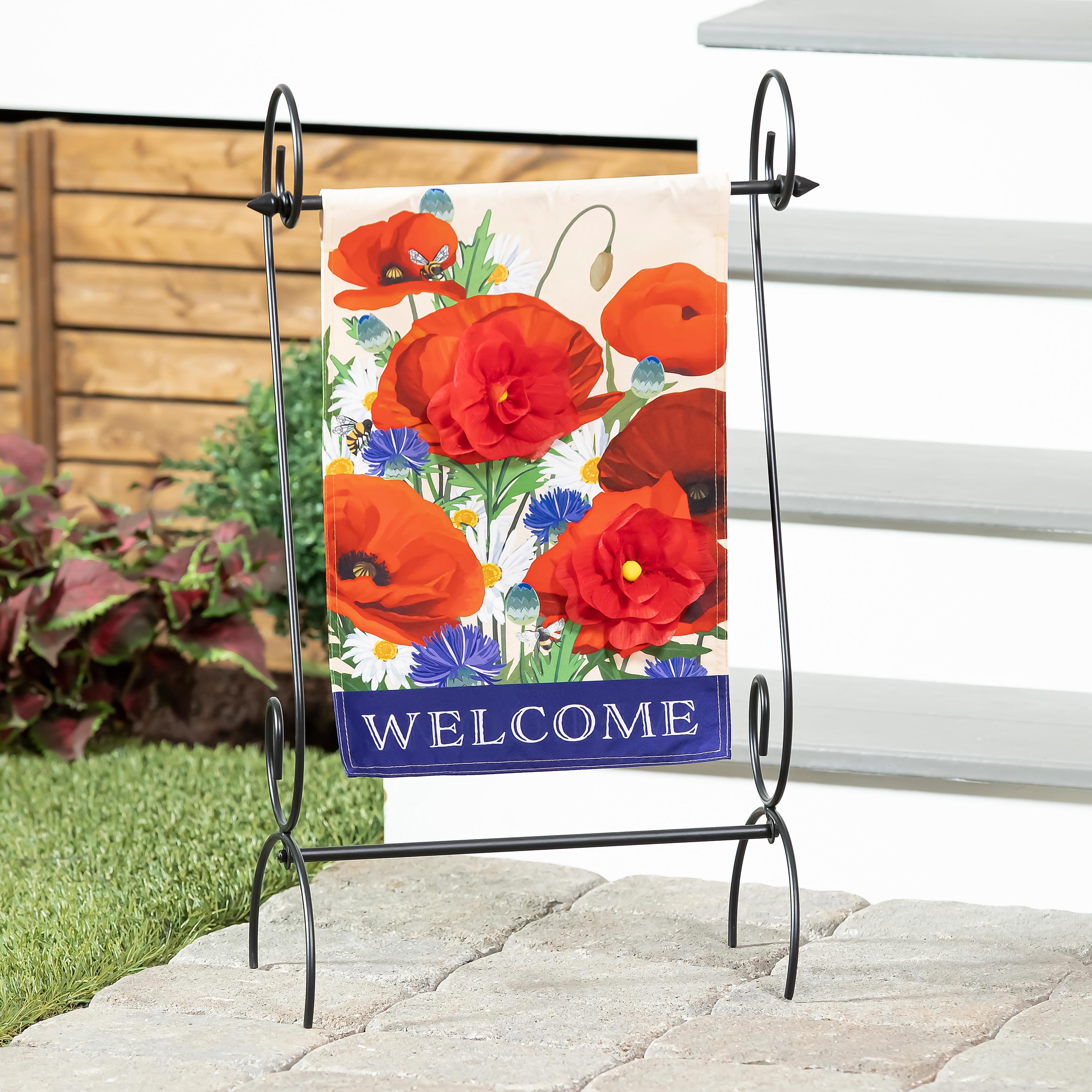Poppies Welcome Garden Linen Flag - Sports Collectibles, Sports Memorabilia, Sports Fan Shop, Sports Gifts
