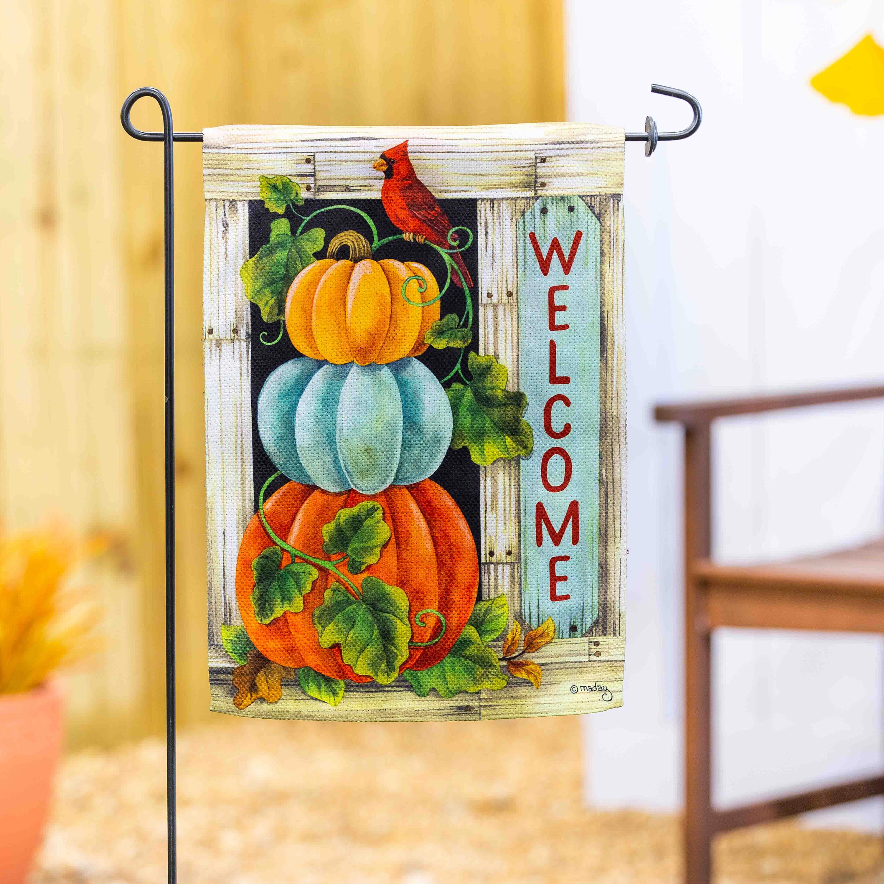 Pumpkin Stack Garden Textured Suede Flag - Sports Collectibles, Sports Memorabilia, Sports Fan Shop, Sports Gifts