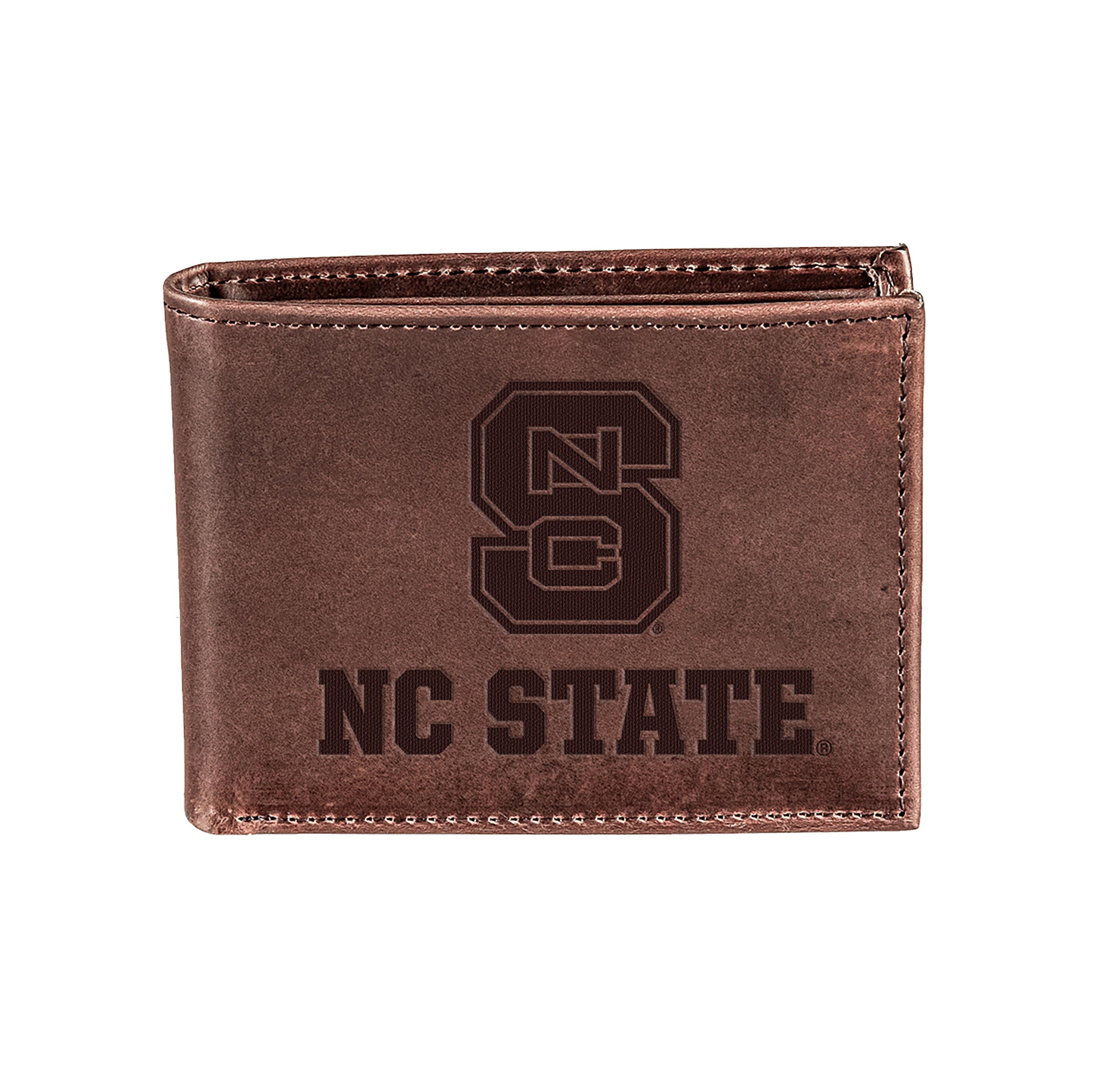 North Carolina State University, Bi-Fold Wallet, Brown, CH, 100% Genuine Leather - Sports Collectibles, Sports Memorabilia, Sports Fan Shop, Sports Gifts