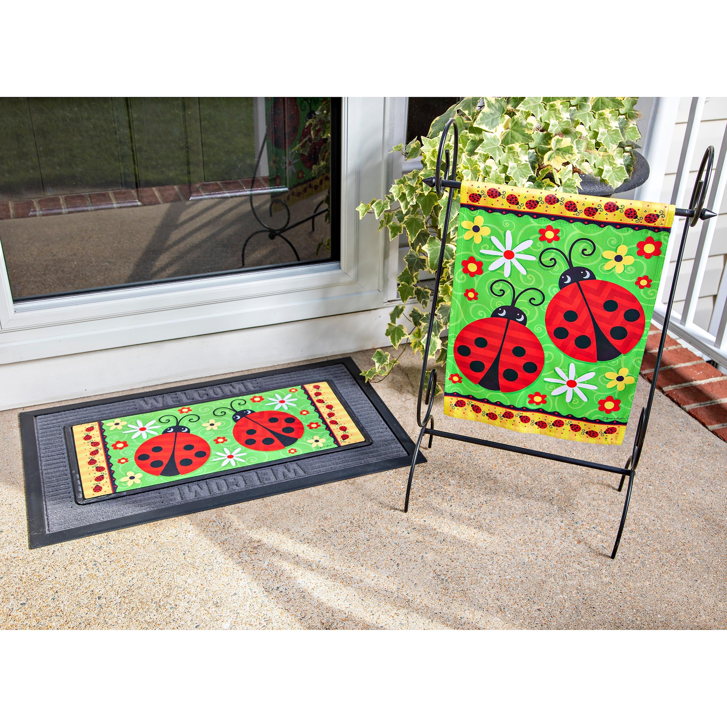 Ladybug Pair Garden Suede Flag - Sports Collectibles, Sports Memorabilia, Sports Fan Shop, Sports Gifts