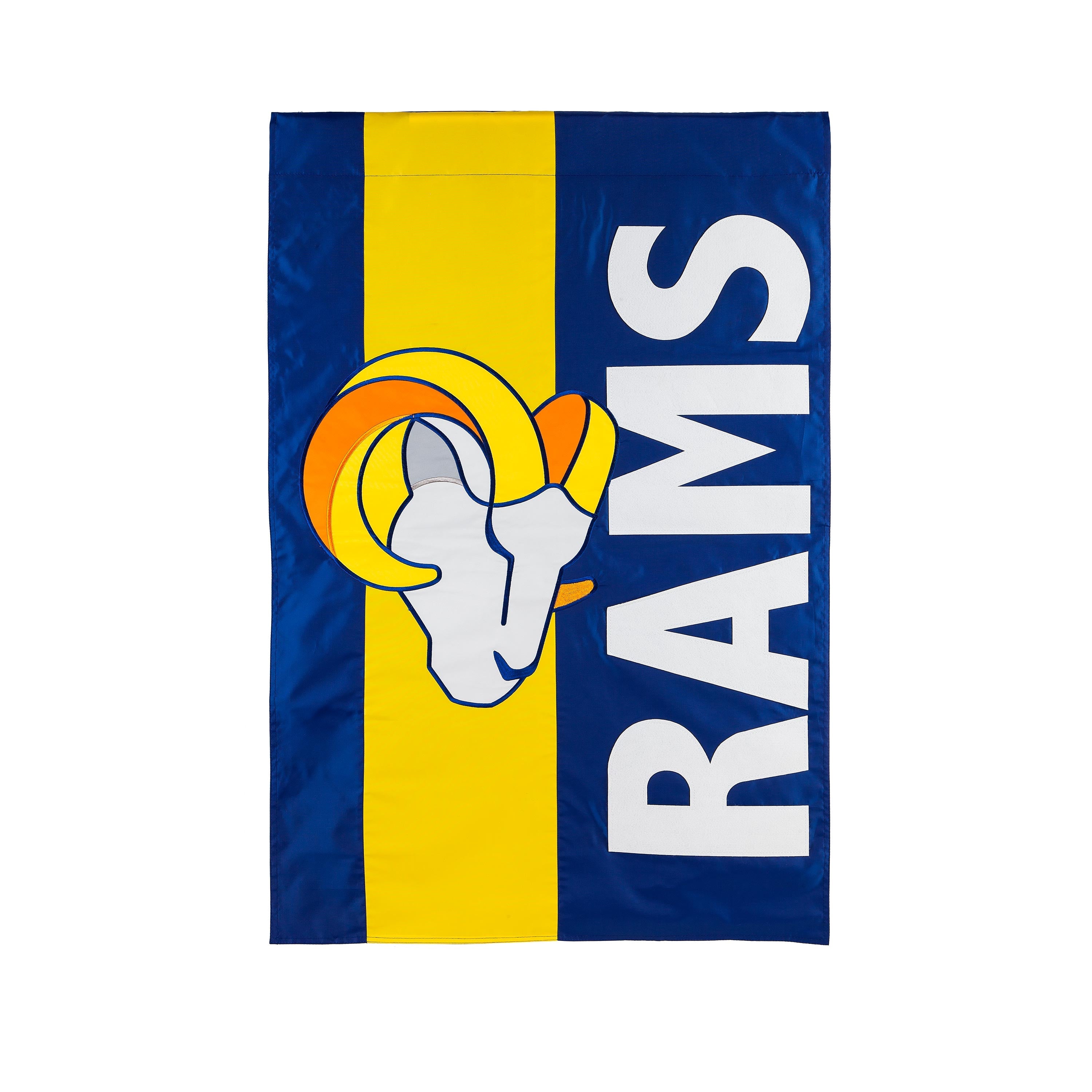 LA Rams Rams Applique Flag - Sports Collectibles, Sports Memorabilia, Sports Fan Shop, Sports Gifts