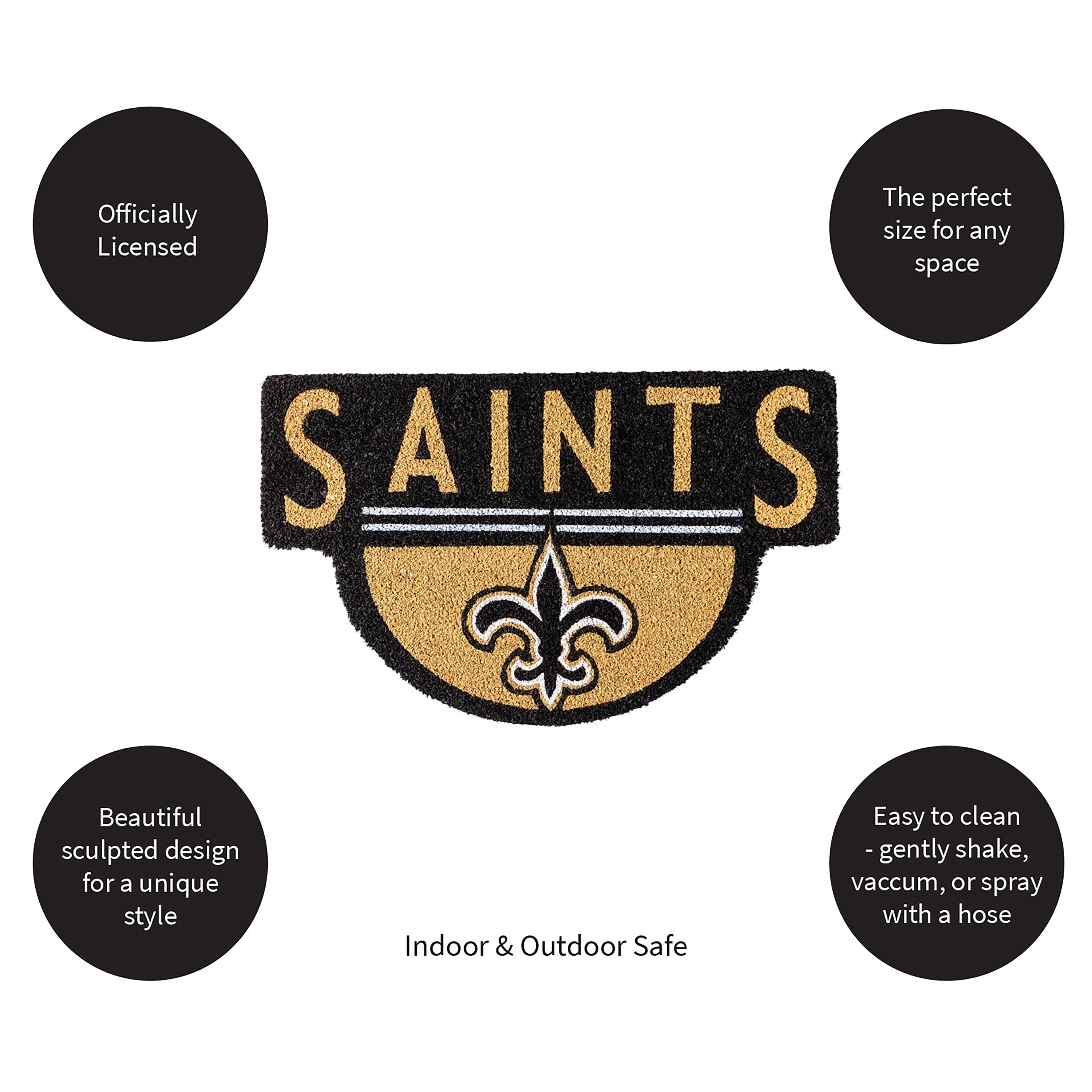 NFL Shaped Coir Door Mat, Saints - Sports Collectibles, Sports Memorabilia, Sports Fan Shop, Sports Gifts