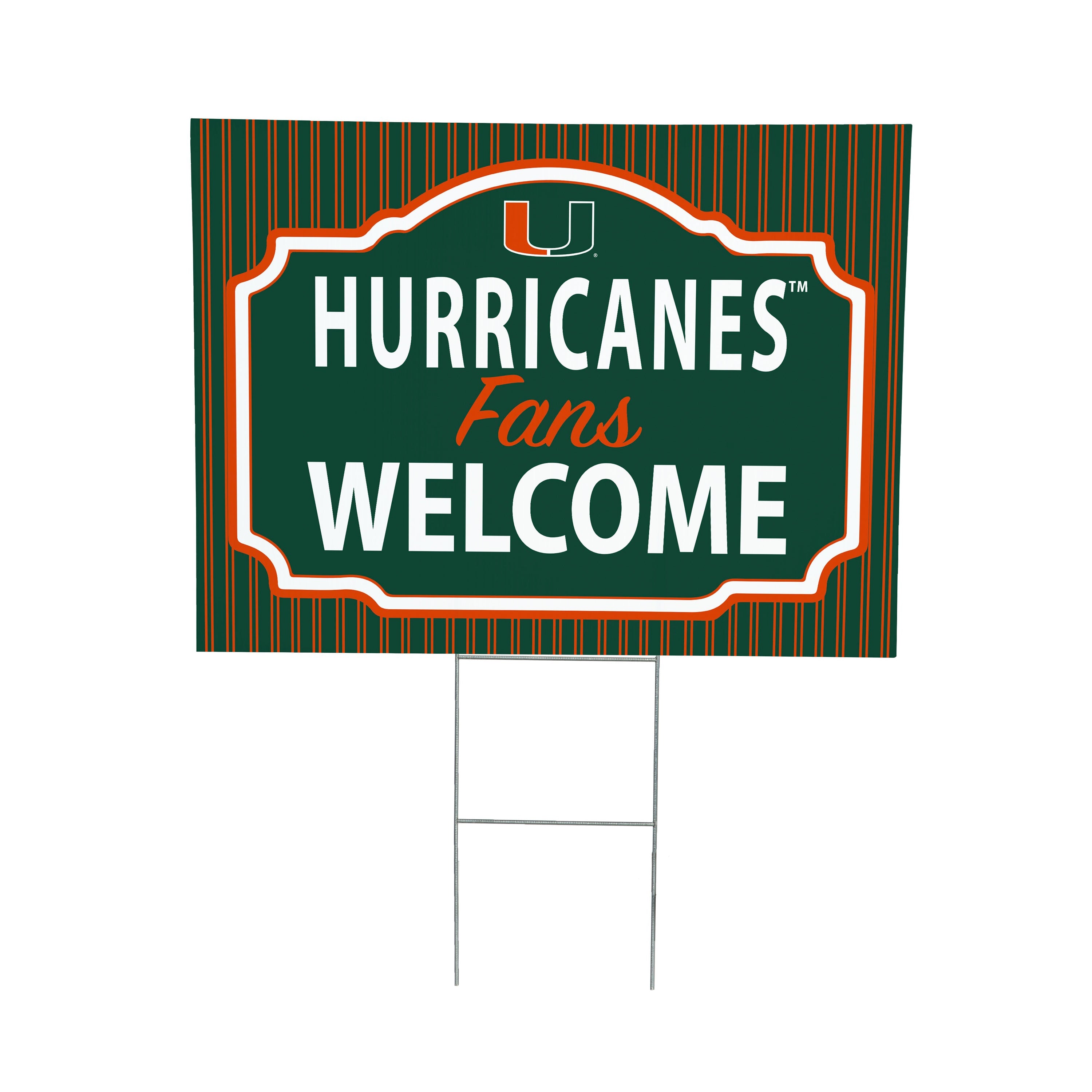 University of Miami Coroplast Yard Sign, "Fans Welcome" - Sports Collectibles, Sports Memorabilia, Sports Fan Shop, Sports Gifts