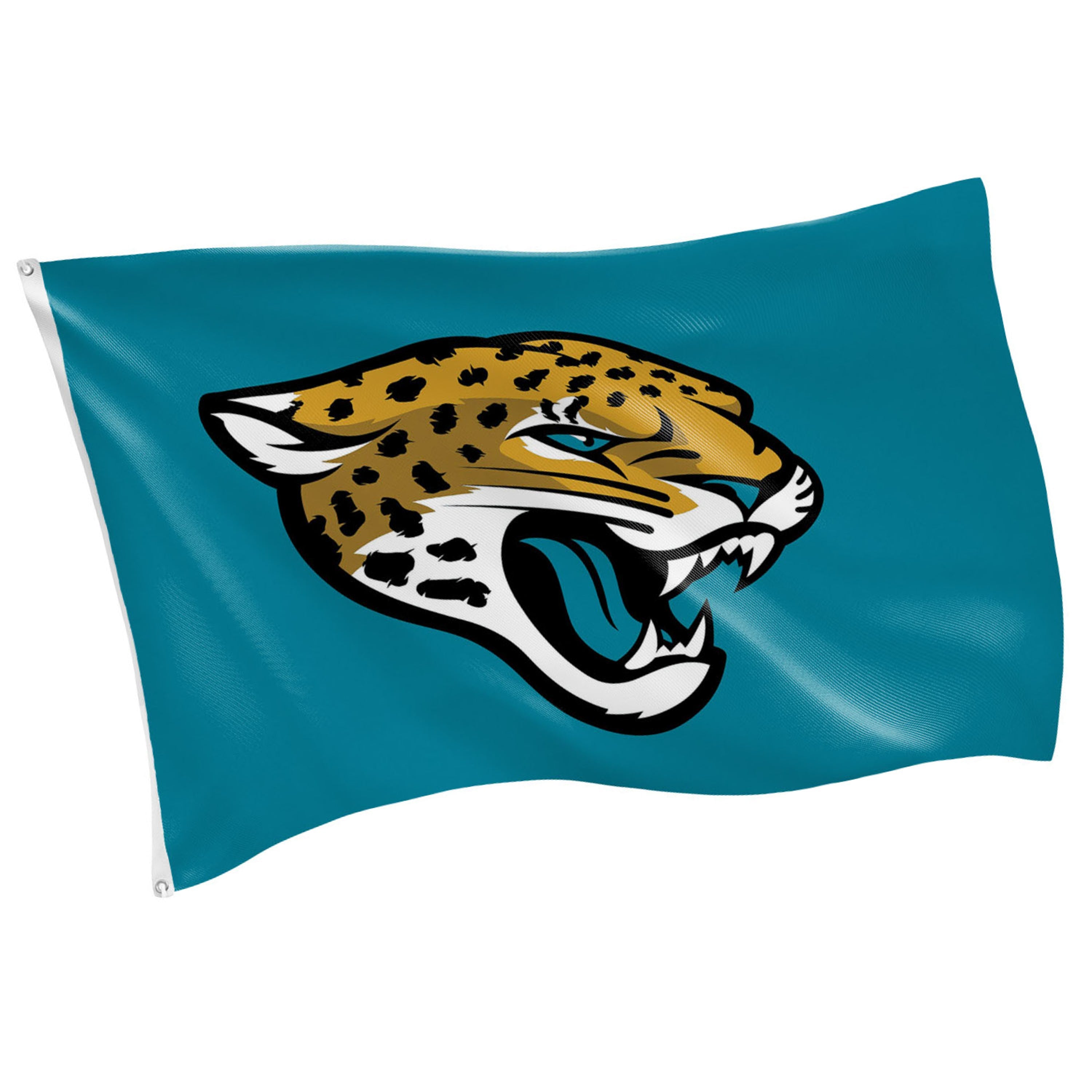 Jacksonville Jaguars Single Sided Flag w/ 2 Grommets, 3'x5' - Sports Gifts, Sports Memorabilia, Sports Collectibles, Fan Shop