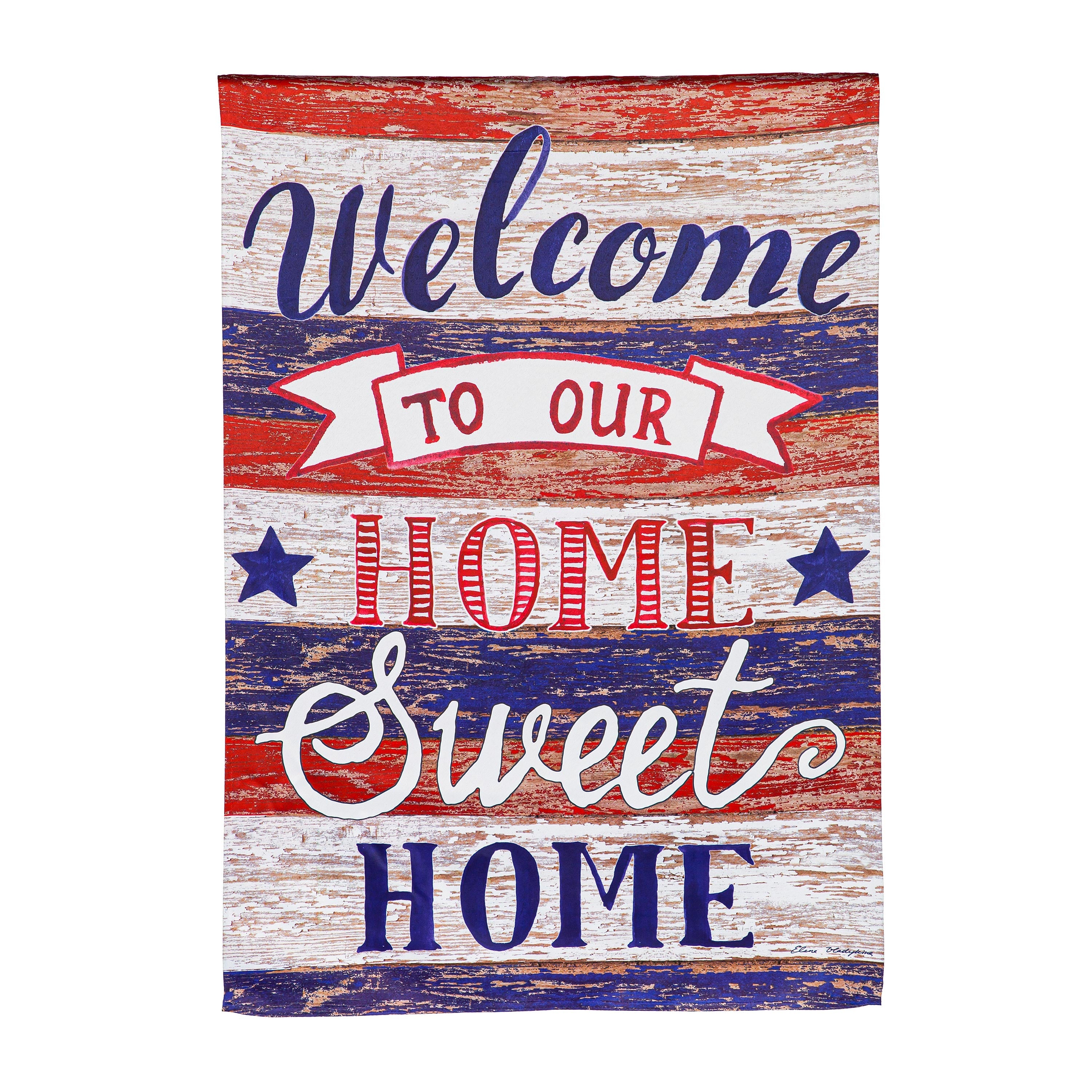 Farmhouse Home Sweet Home House Suede Flag - Sports Collectibles, Sports Memorabilia, Sports Fan Shop, Sports Gifts