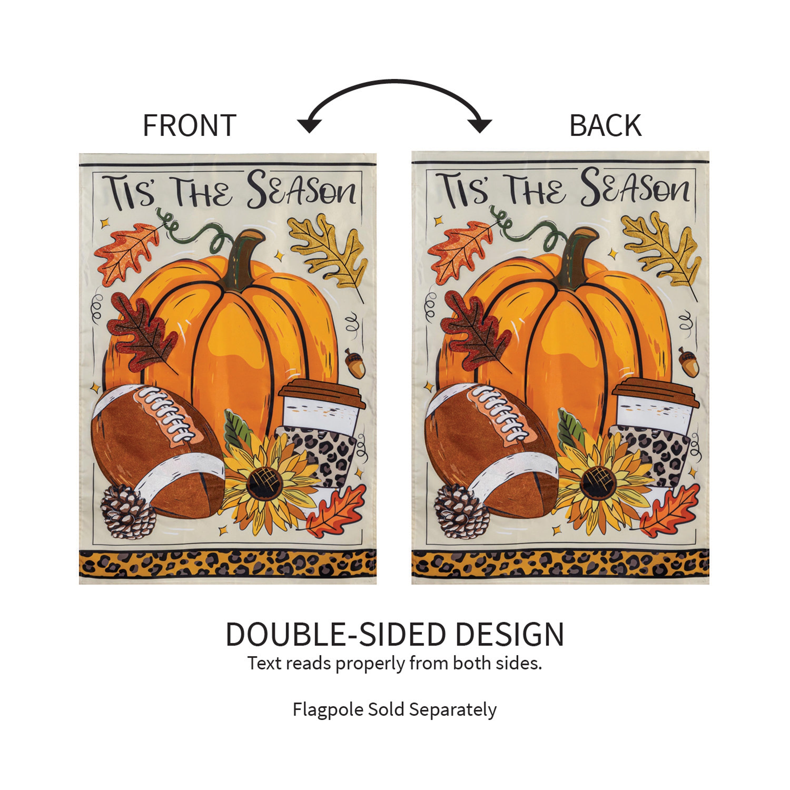 Tis' The Season Fall Applique House Flag - Sports Gifts, Sports Memorabilia, Sports Collectibles, Fan Shop