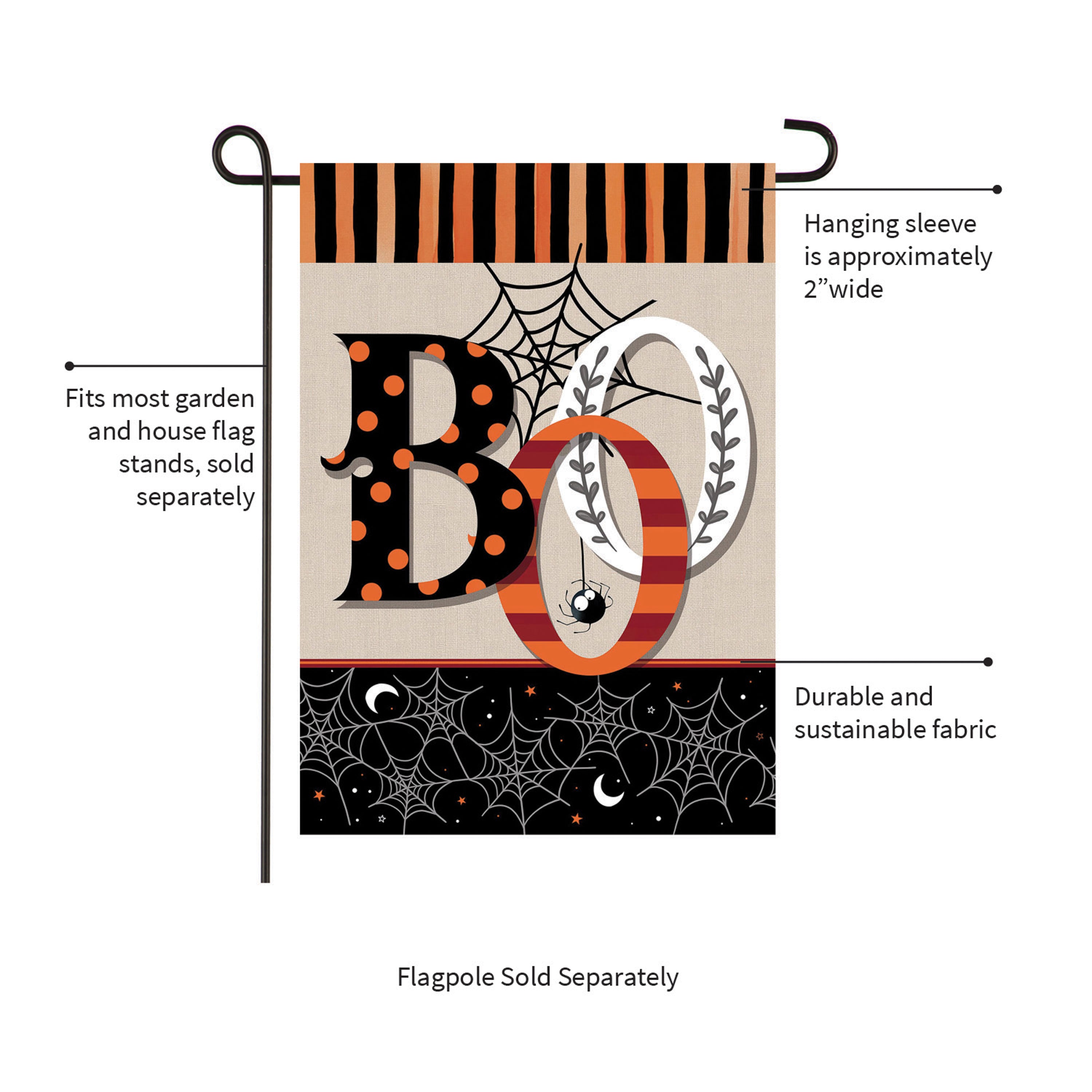 Polka Dots & Stripes Boo Suede Garden Flag - Sports Collectibles, Sports Memorabilia, Sports Fan Shop, Sports Gifts