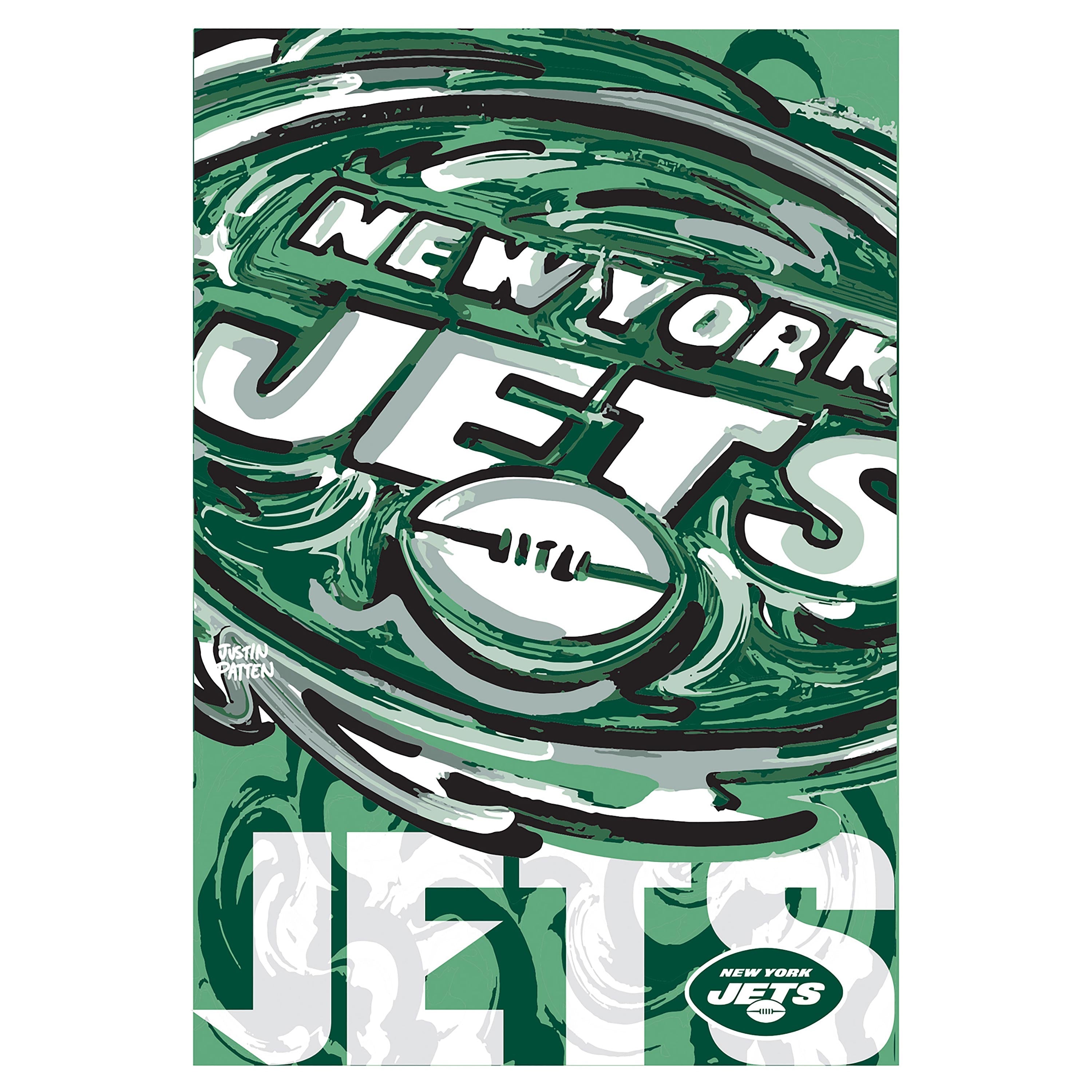 New York Jets Justin Patten Logo Suede Garden Flag - Sports Collectibles, Sports Memorabilia, Sports Fan Shop, Sports Gifts