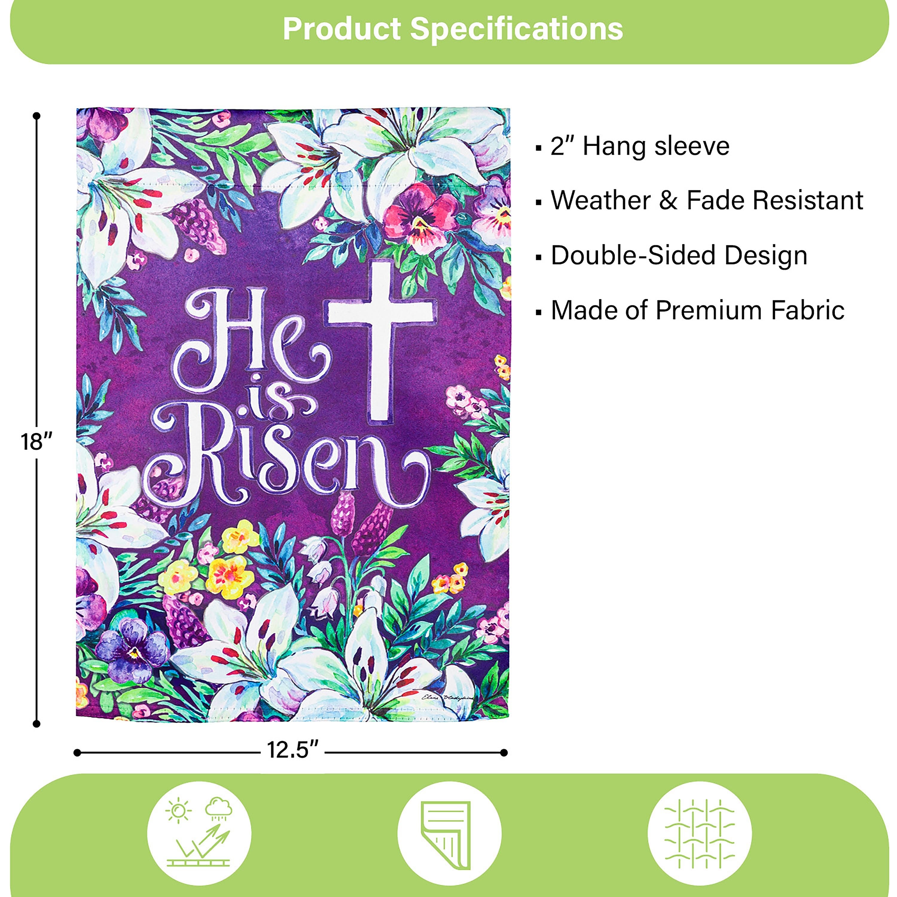 Spring Flowers Easter Cross Garden Suede Flag - Sports Collectibles, Sports Memorabilia, Sports Fan Shop, Sports Gifts