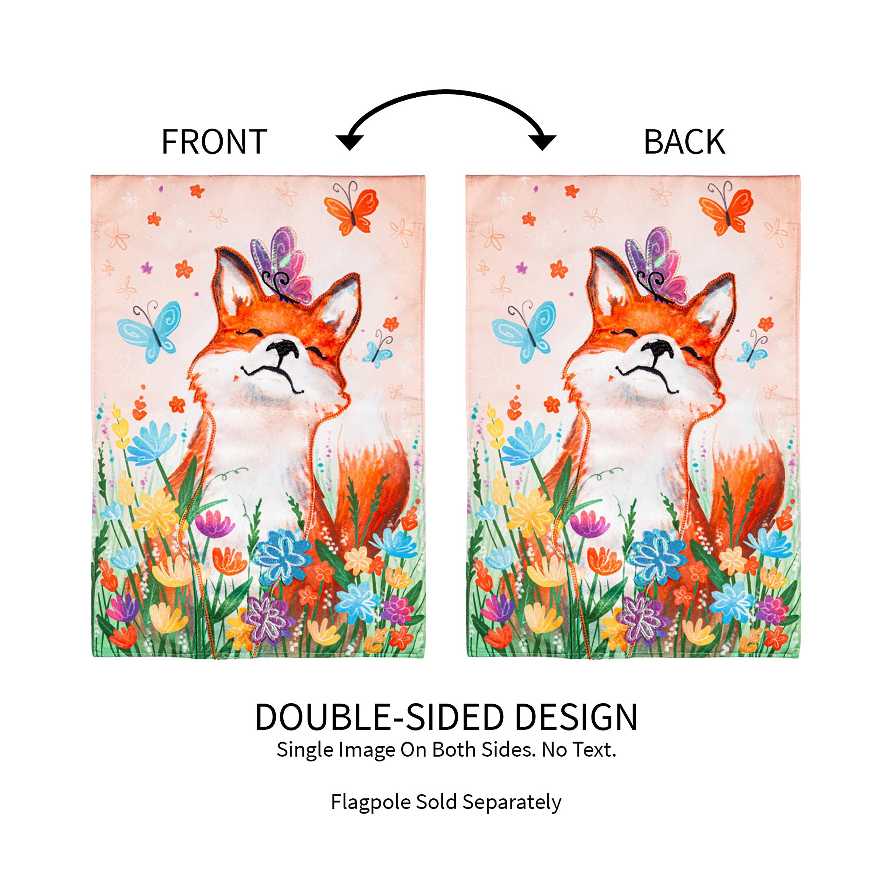 Fox and Wildflowers Linen Garden Flag - Sports Collectibles, Sports Memorabilia, Sports Fan Shop, Sports Gifts